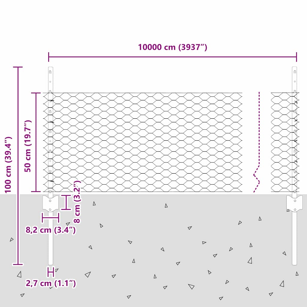 Zavarena žičana ograda 100 x 0,5 m (Š x V)