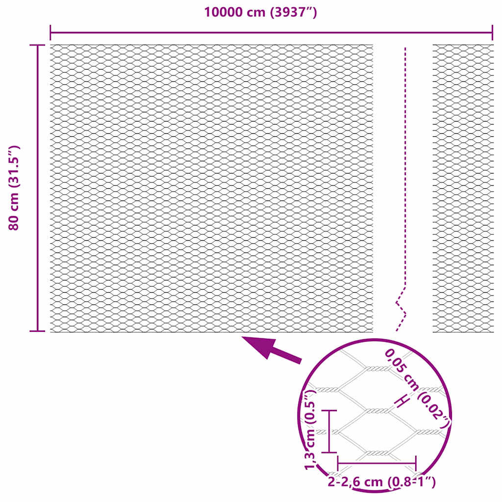 Zavarena žičana ograda 100 x 0,8 m (Š x V)