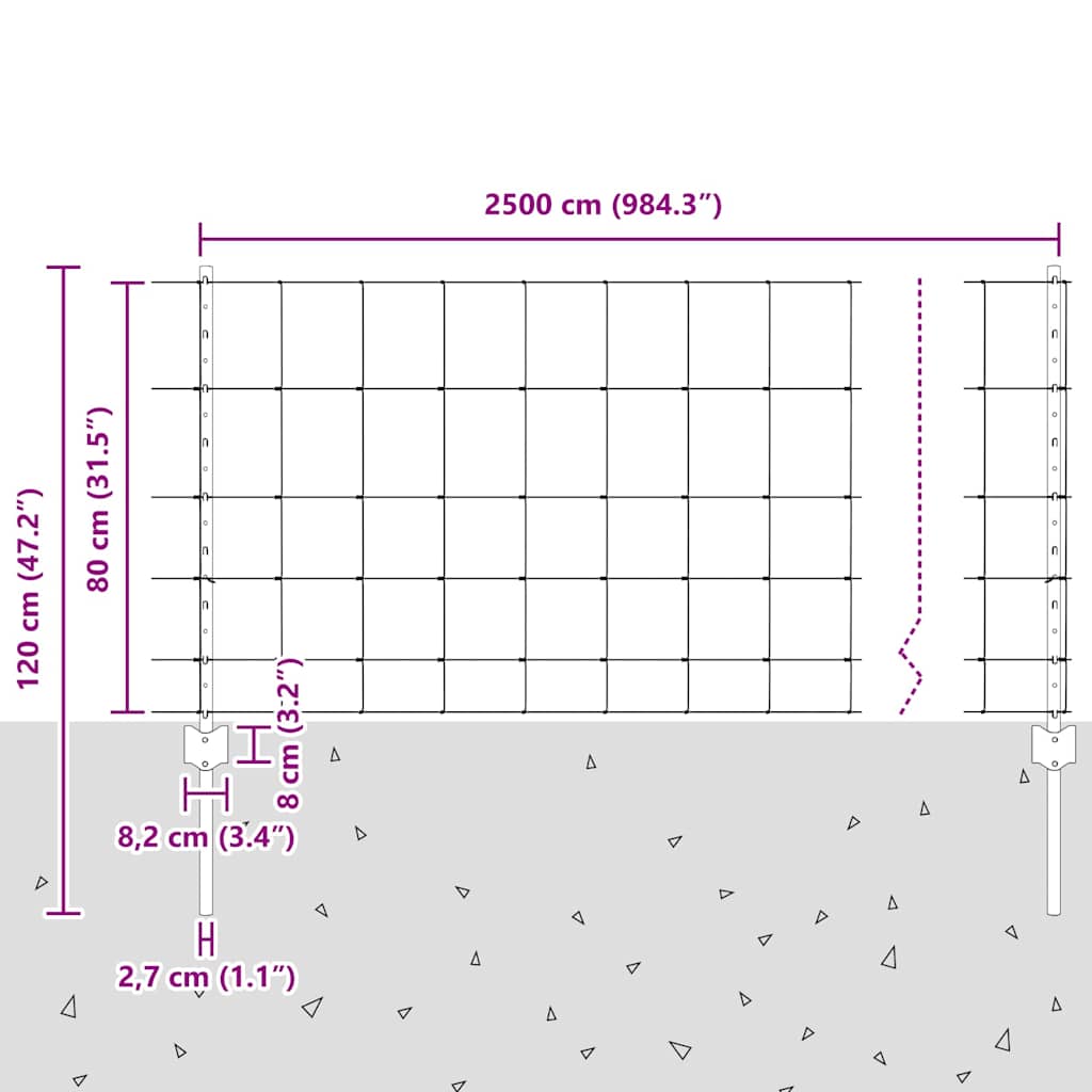Divlja Ograde s Stupovima 25 x 0,8 m (Š x V)