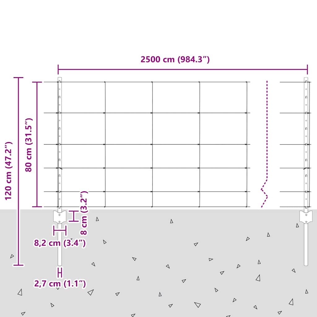 Divlja Ograde s Stupovima 25 x 0,8 m (Š x V)
