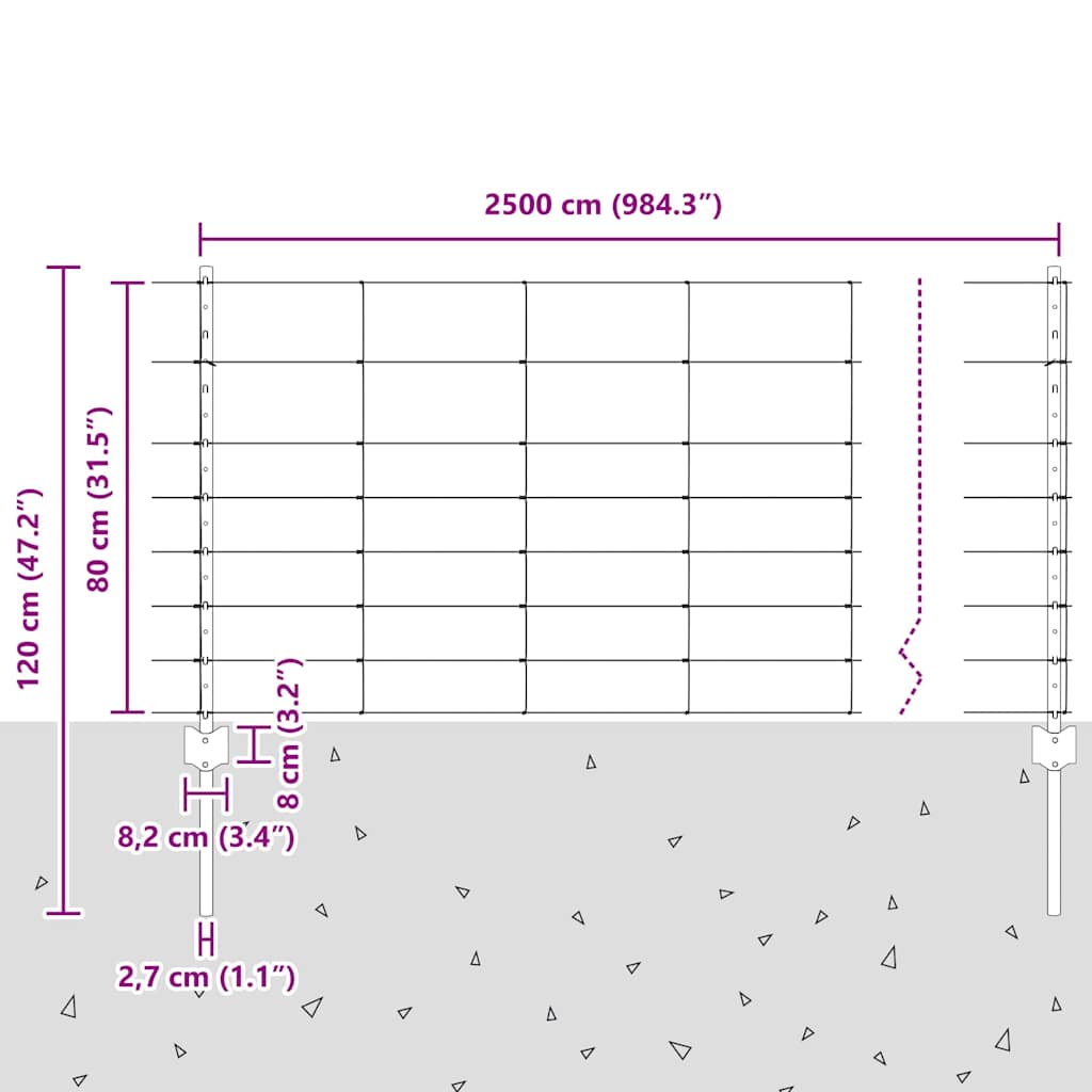 Divlja Ograde s Stupovima 25 x 0,8 m (Š x V)