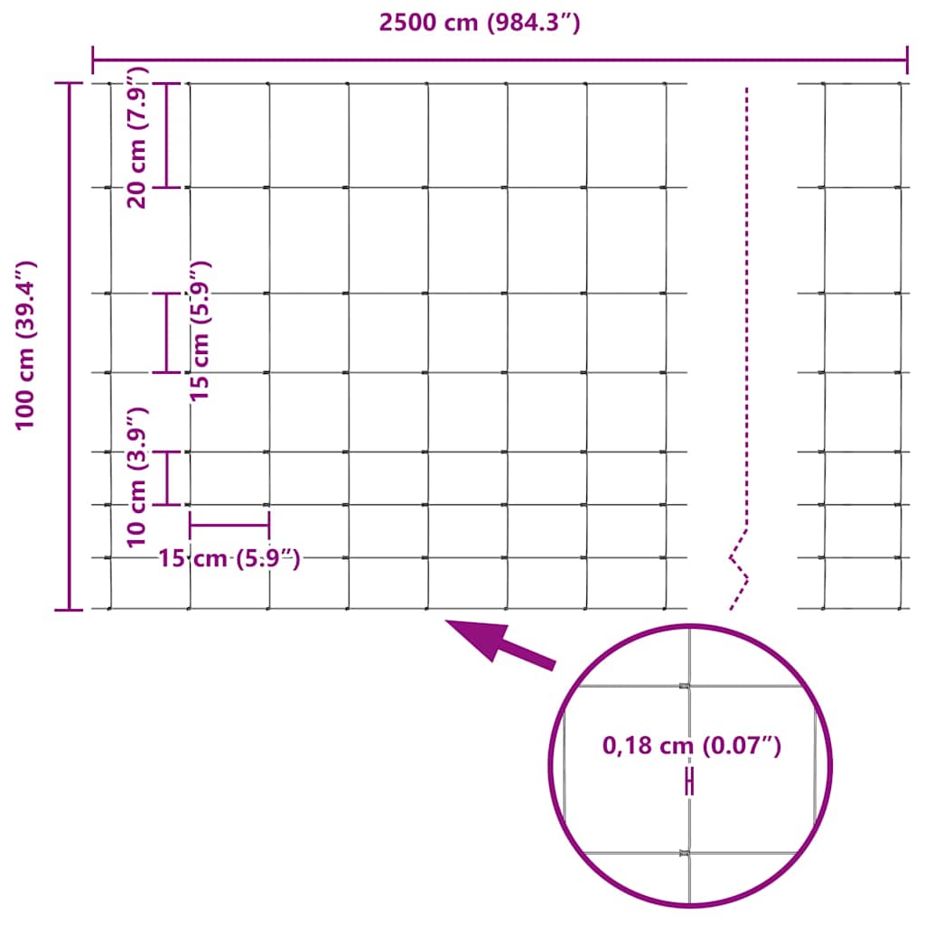 Divlja Ograde s Stupovima 25 x 1 m (Š x V)