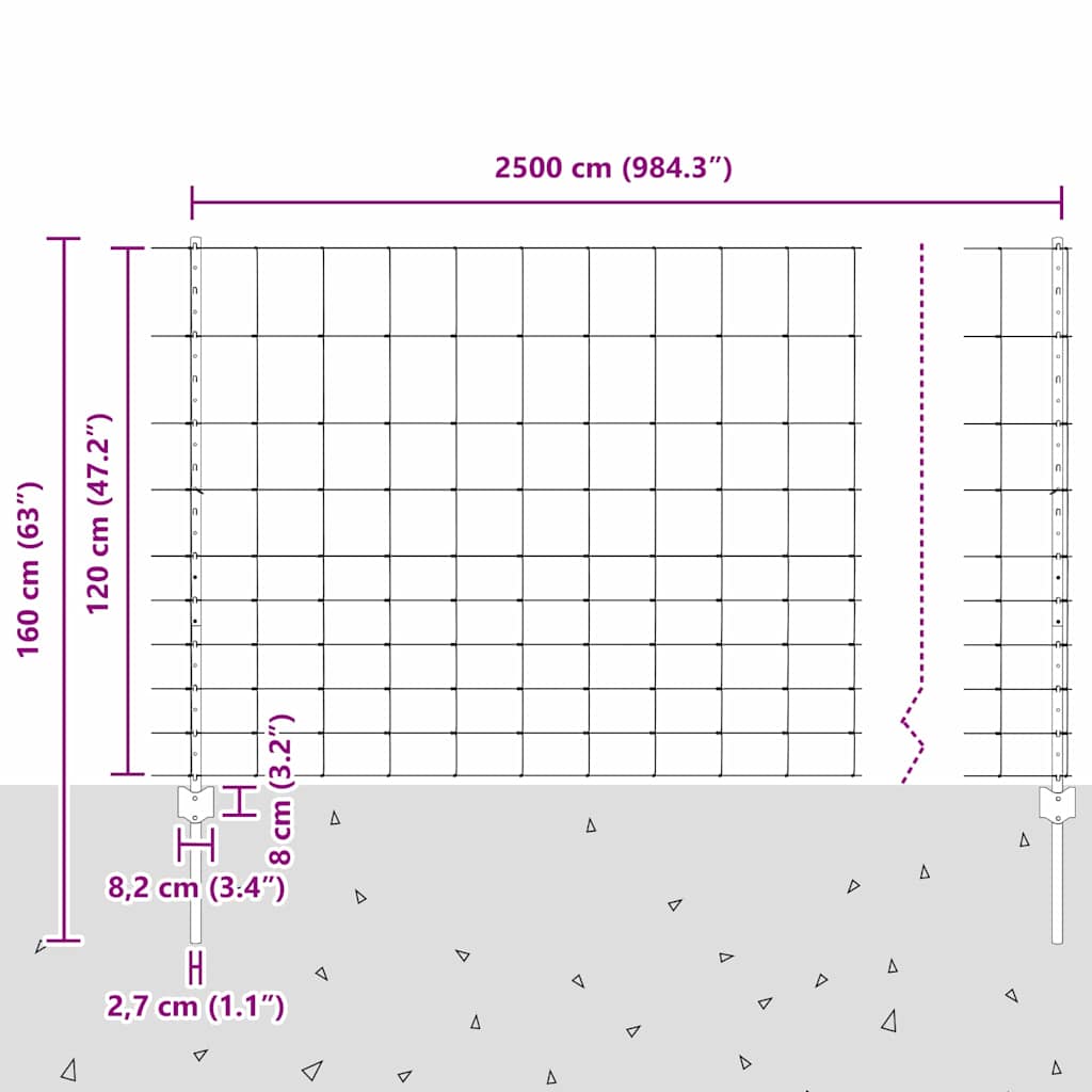 Divlja Ograde s Stupovima 25 x 1,2 m (Š x V)
