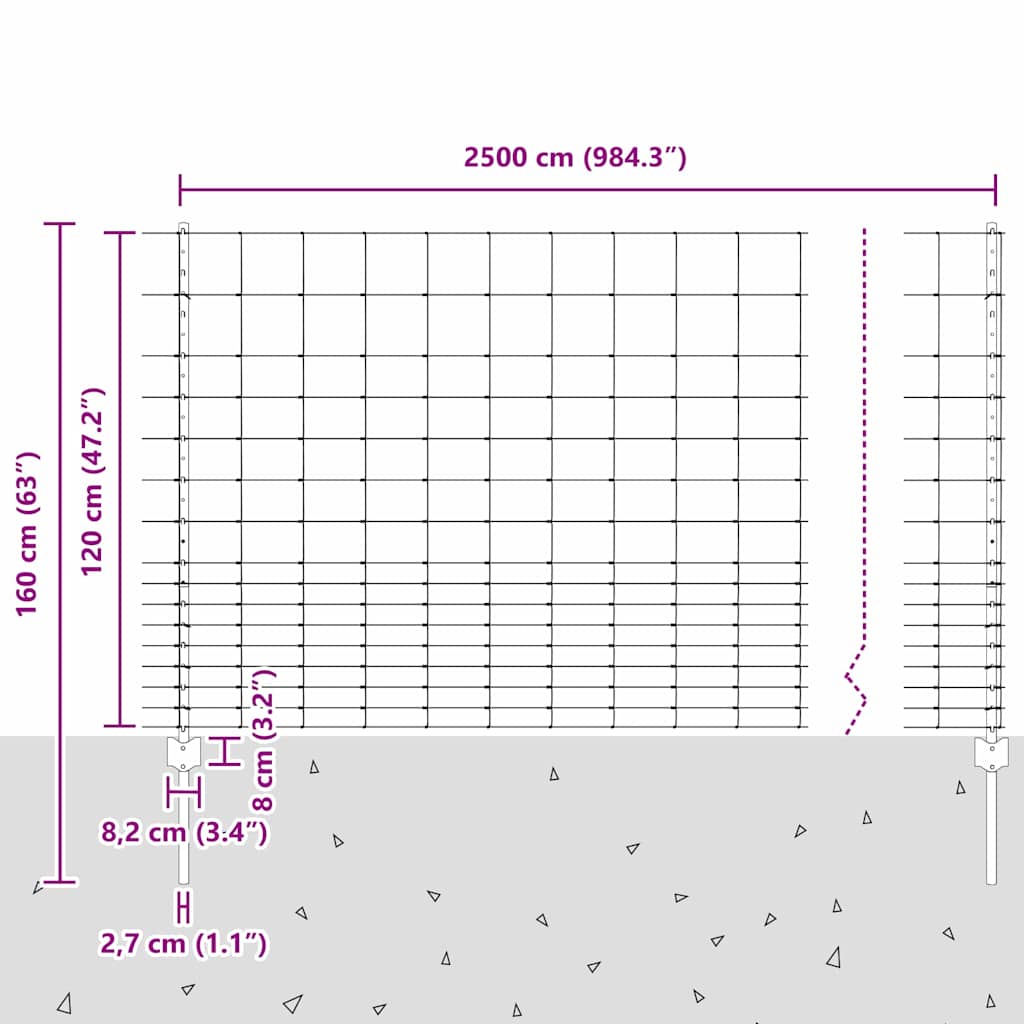 Vanjska divlja ograda s stupovima 25 x 1,2 m Pocinčani čelik