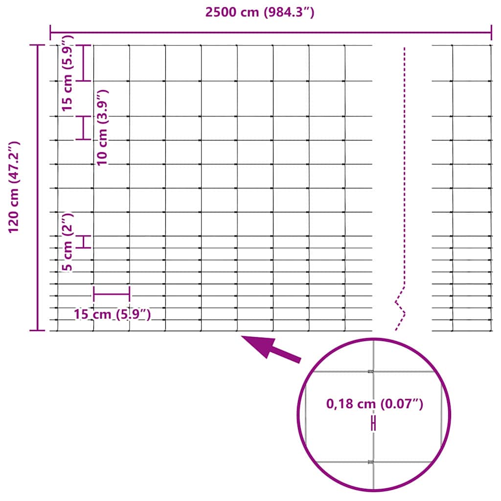 Divlja Ograde s Stupovima 25 x 1,2 m (Š x V)