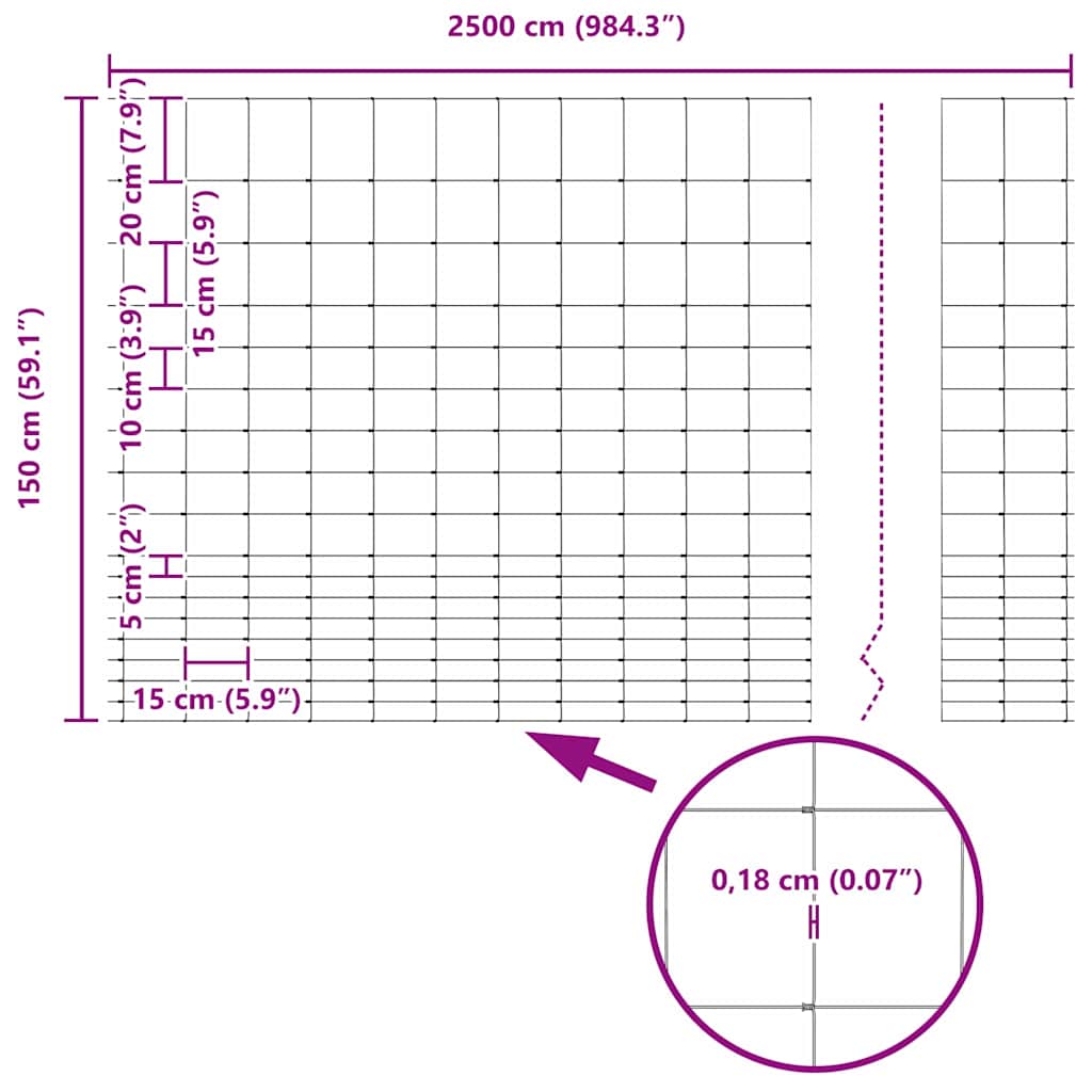 Divlja Ograde s Stupovima 25 x 1,5 m (Š x V)