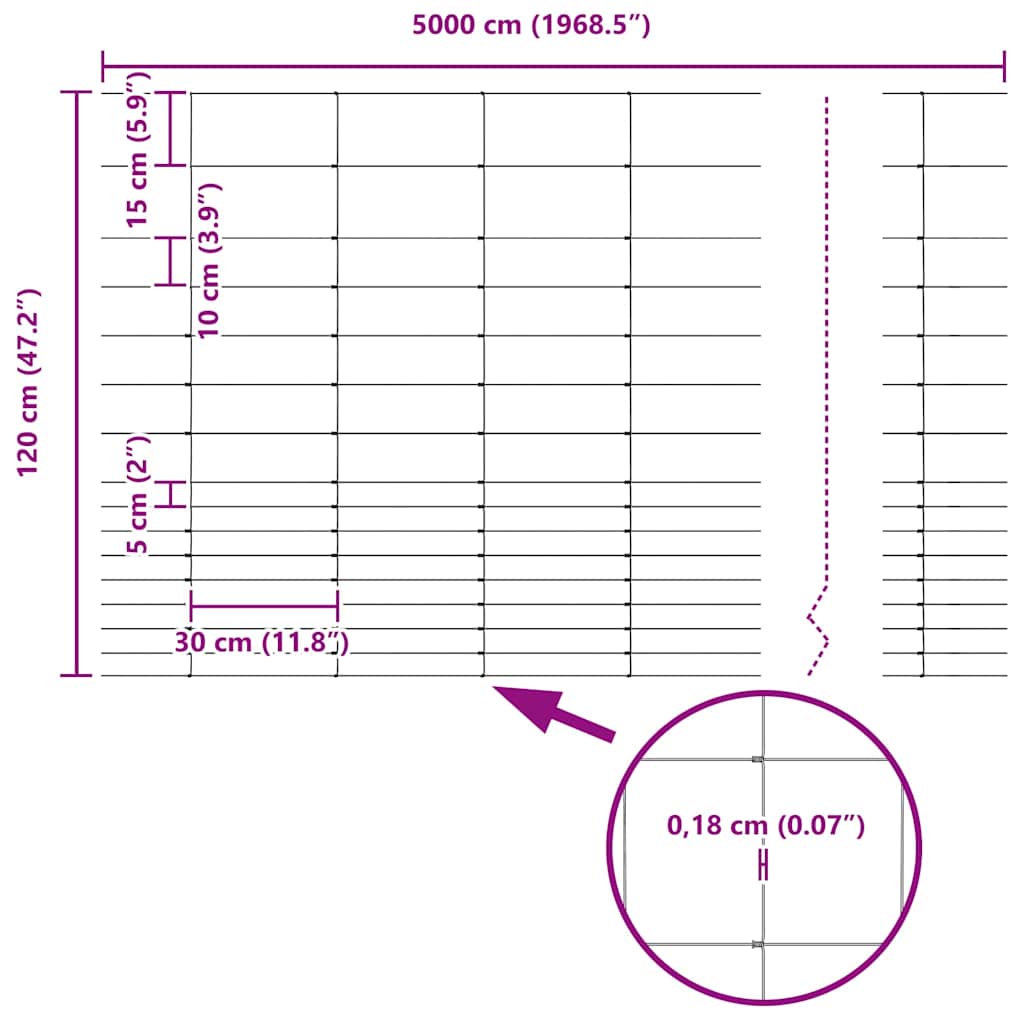 Divlja Ograde s Stupovima 50 x 1,2 m (Š x V)