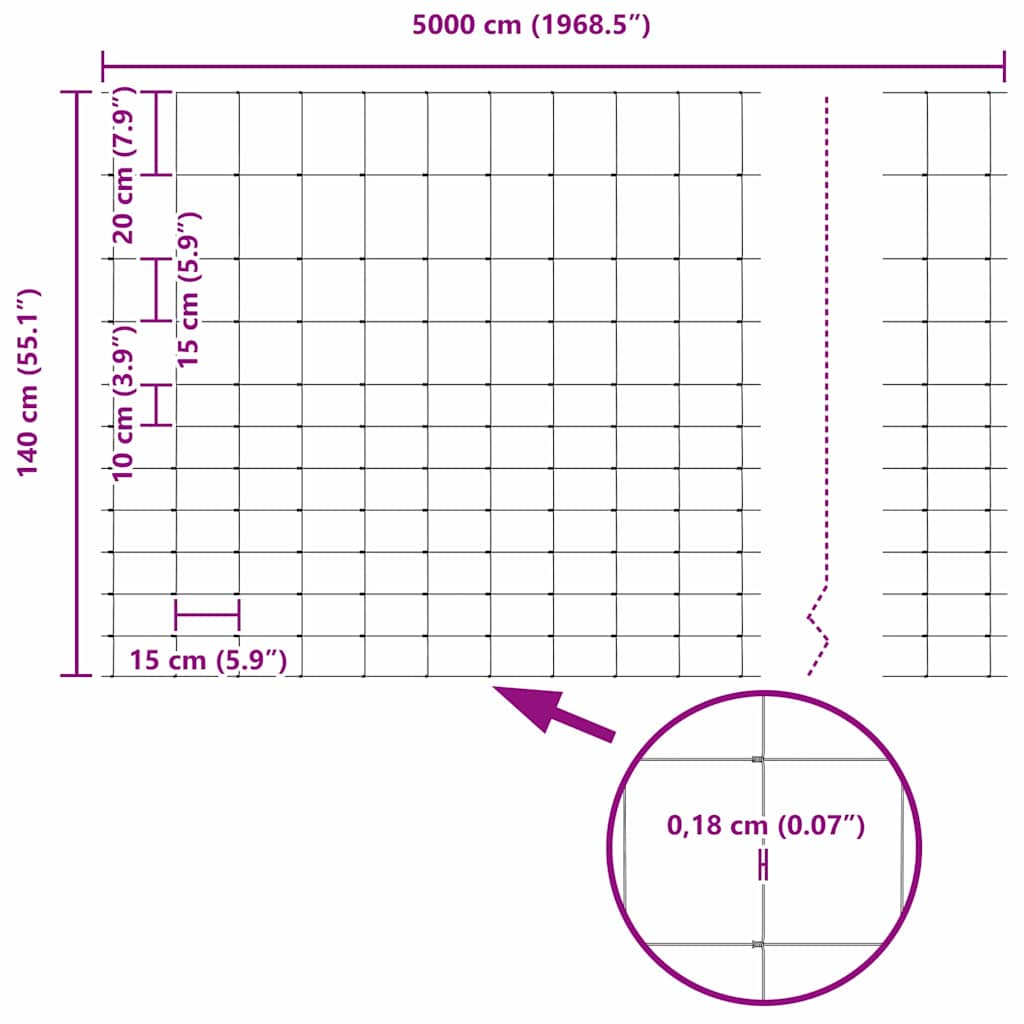 Divlja Ograde s Stupovima 50 x 1,4 m (Š x V)