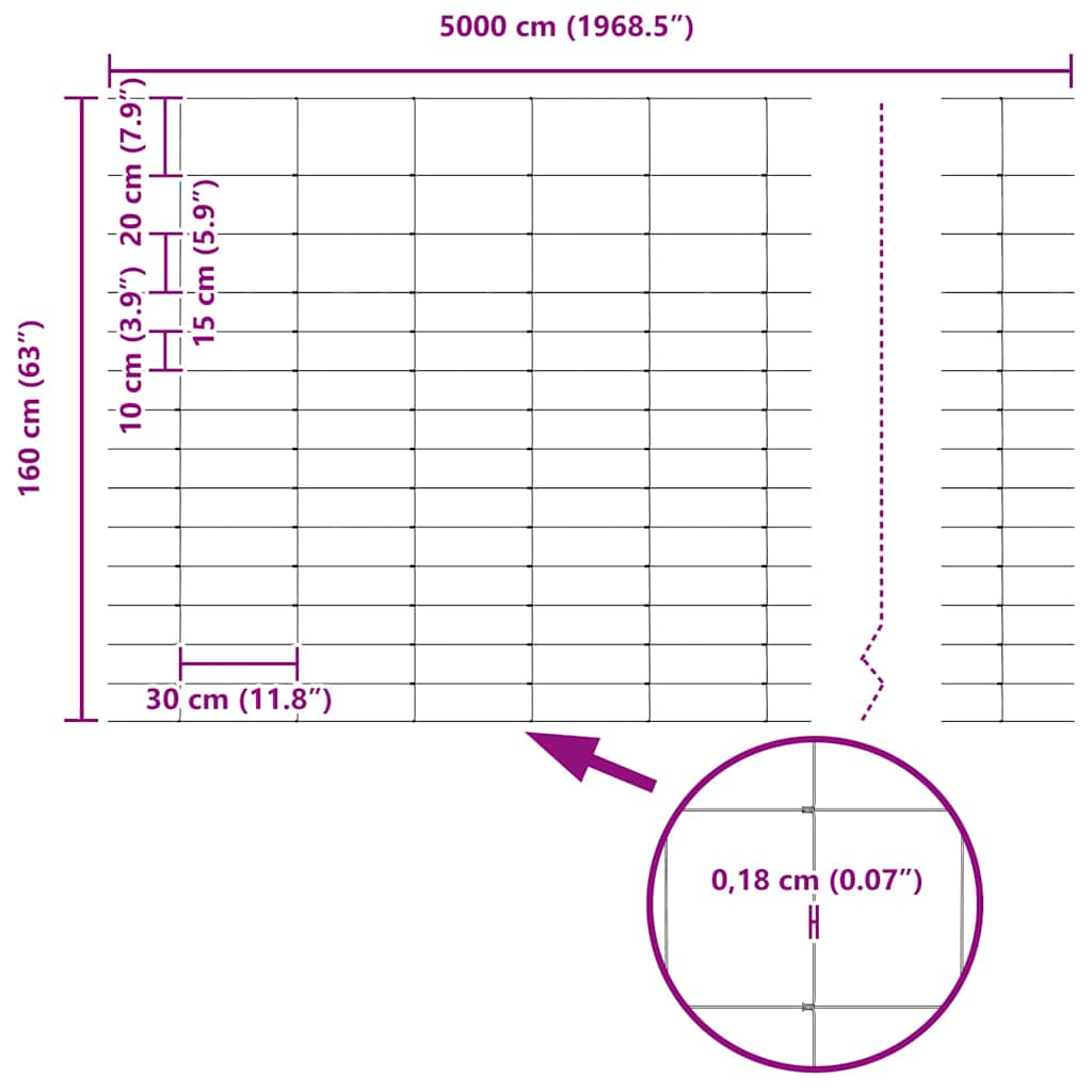 Divlja Ograde s Stupovima 50 x 1,6 m (Š x V)