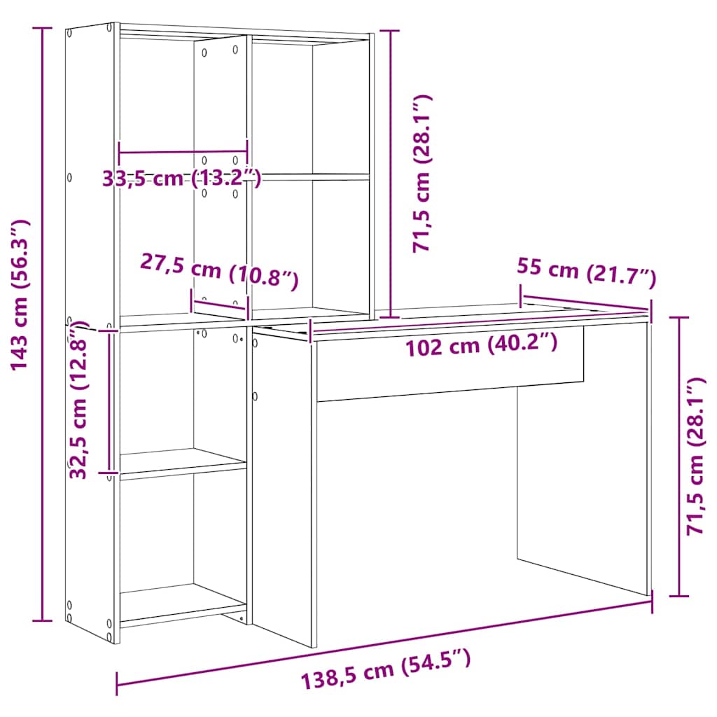Stol Sonoma hrast 138,5 x 55 x 143 cm Konstruirano drvo