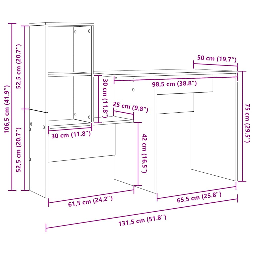 Stol Betonski sivi 131,5 x 50 x 106,5 cm Konstruirano drvo