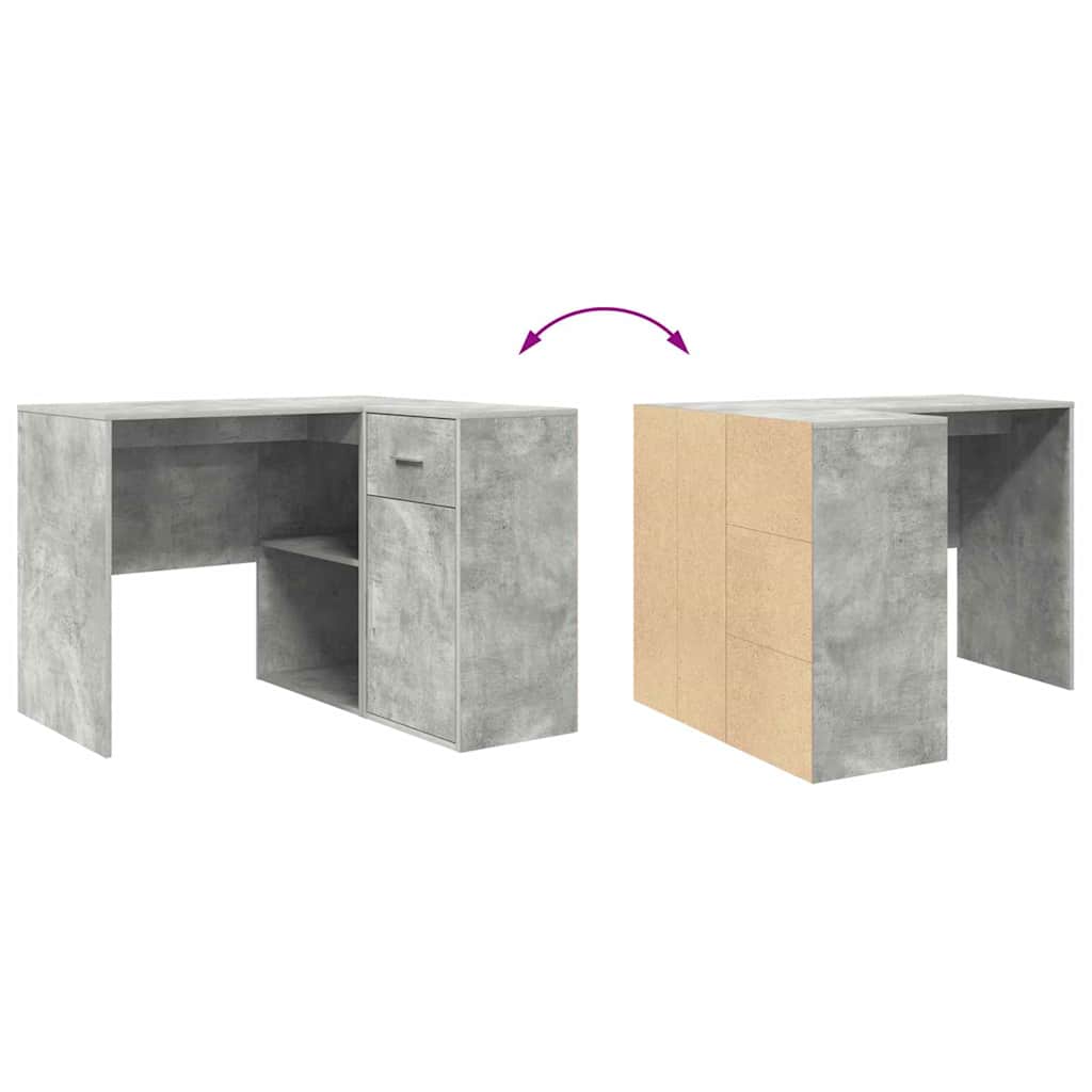 Kutni stol s ladicama Betonski sivi 102 x 88 x 75 cm