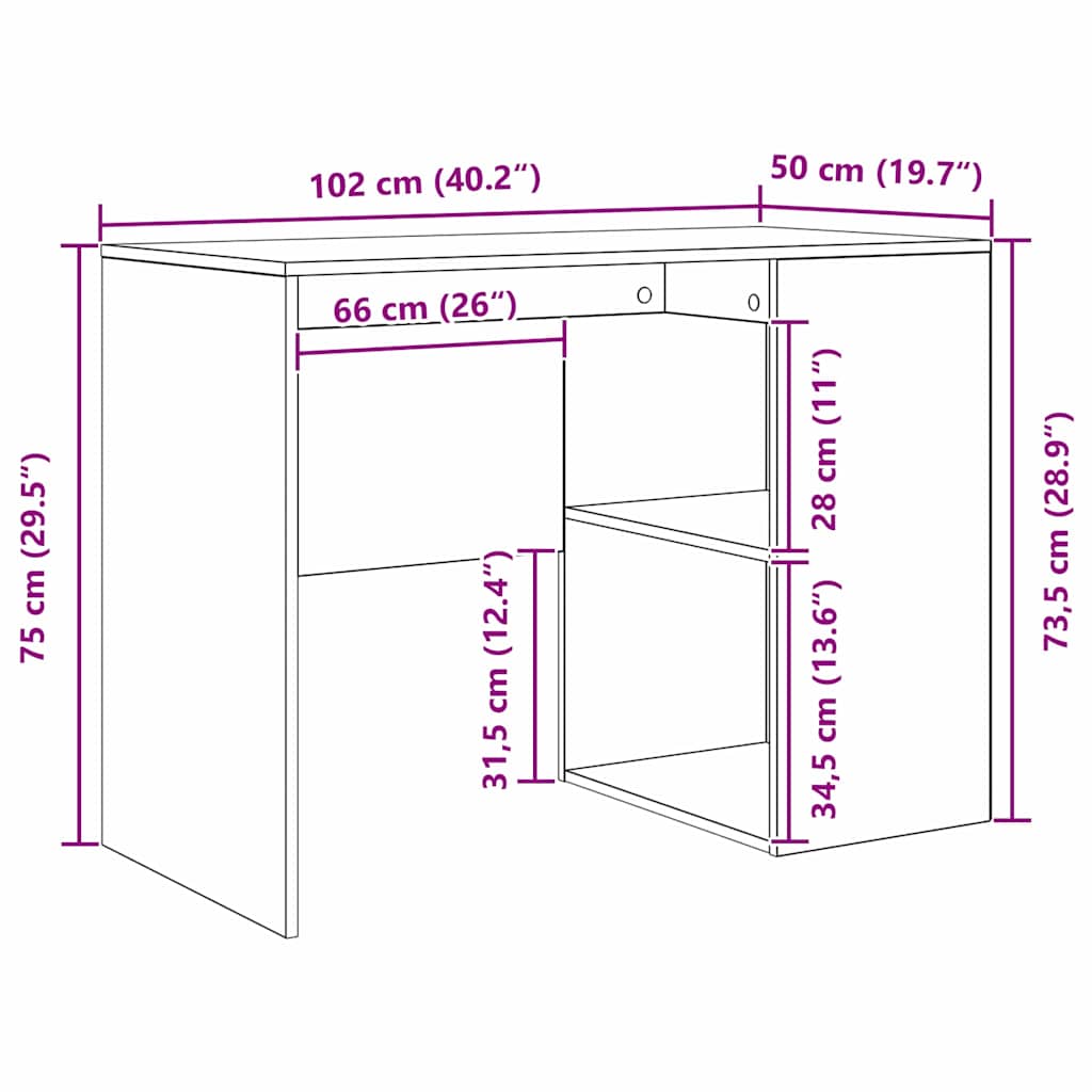 Kutni stol s ladicama Dimljeni hrast 102 x 88 x 75 cm