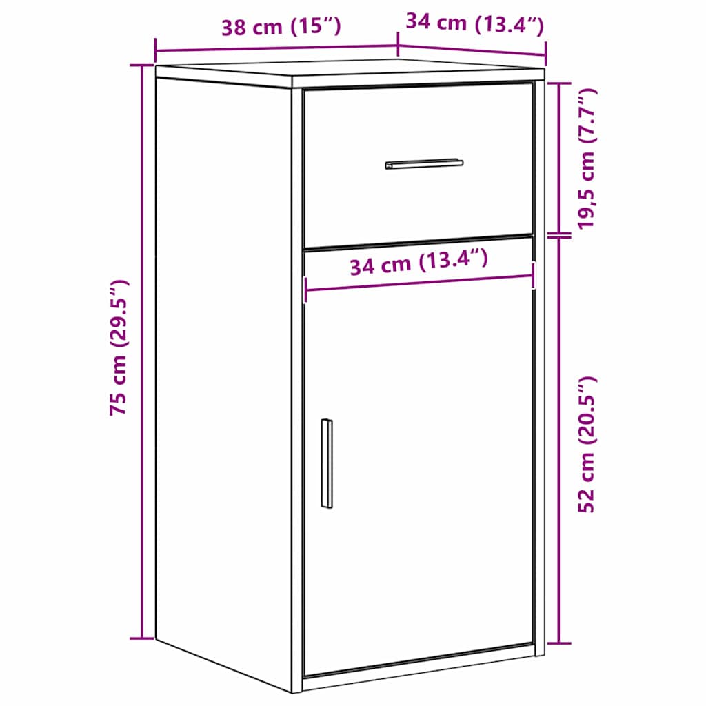 Kutni stol s ladicama Umjetnički hrast 102 x 88 x 75 cm