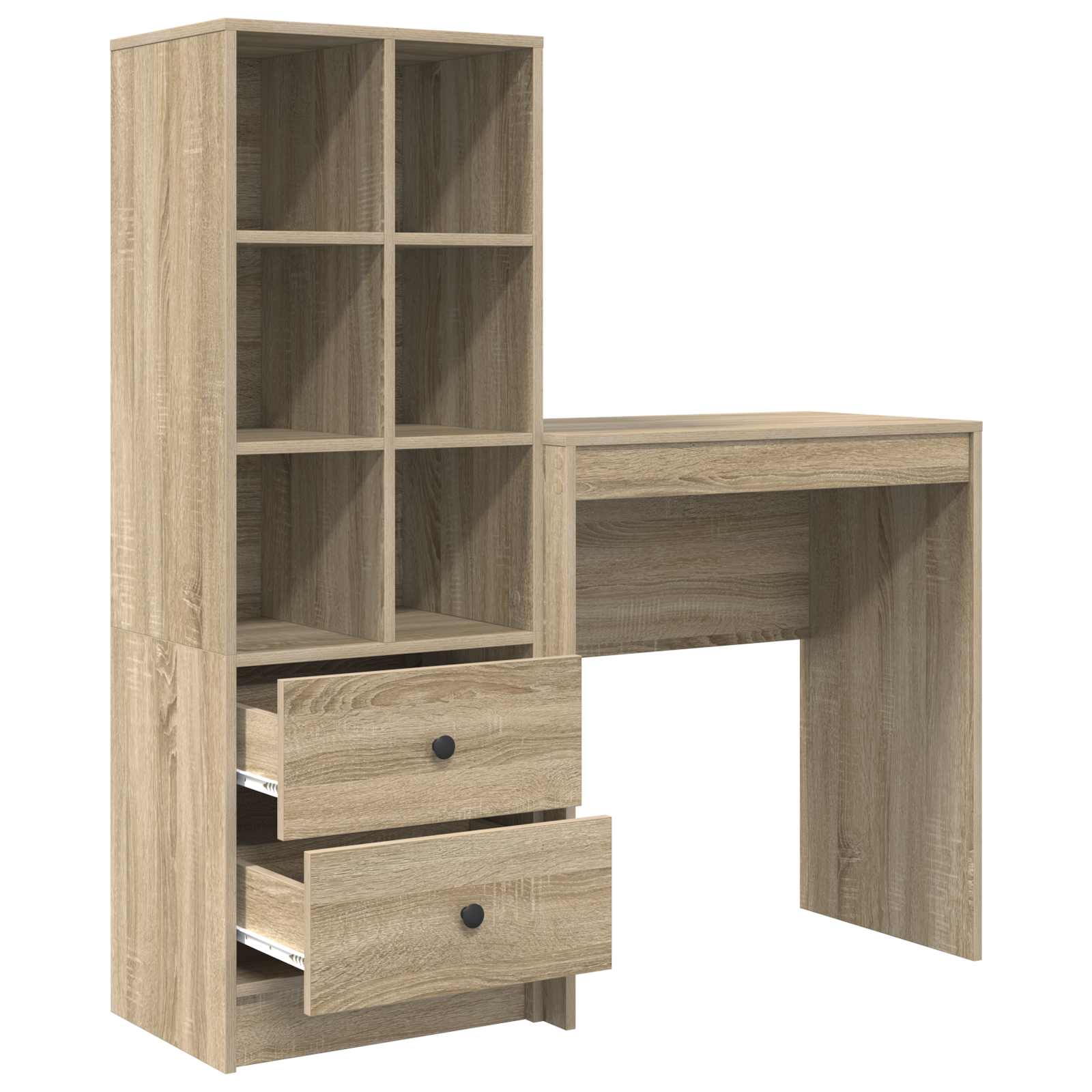 Stol s ladicama s policom s pohranom 2 pcs Sonoma hrast