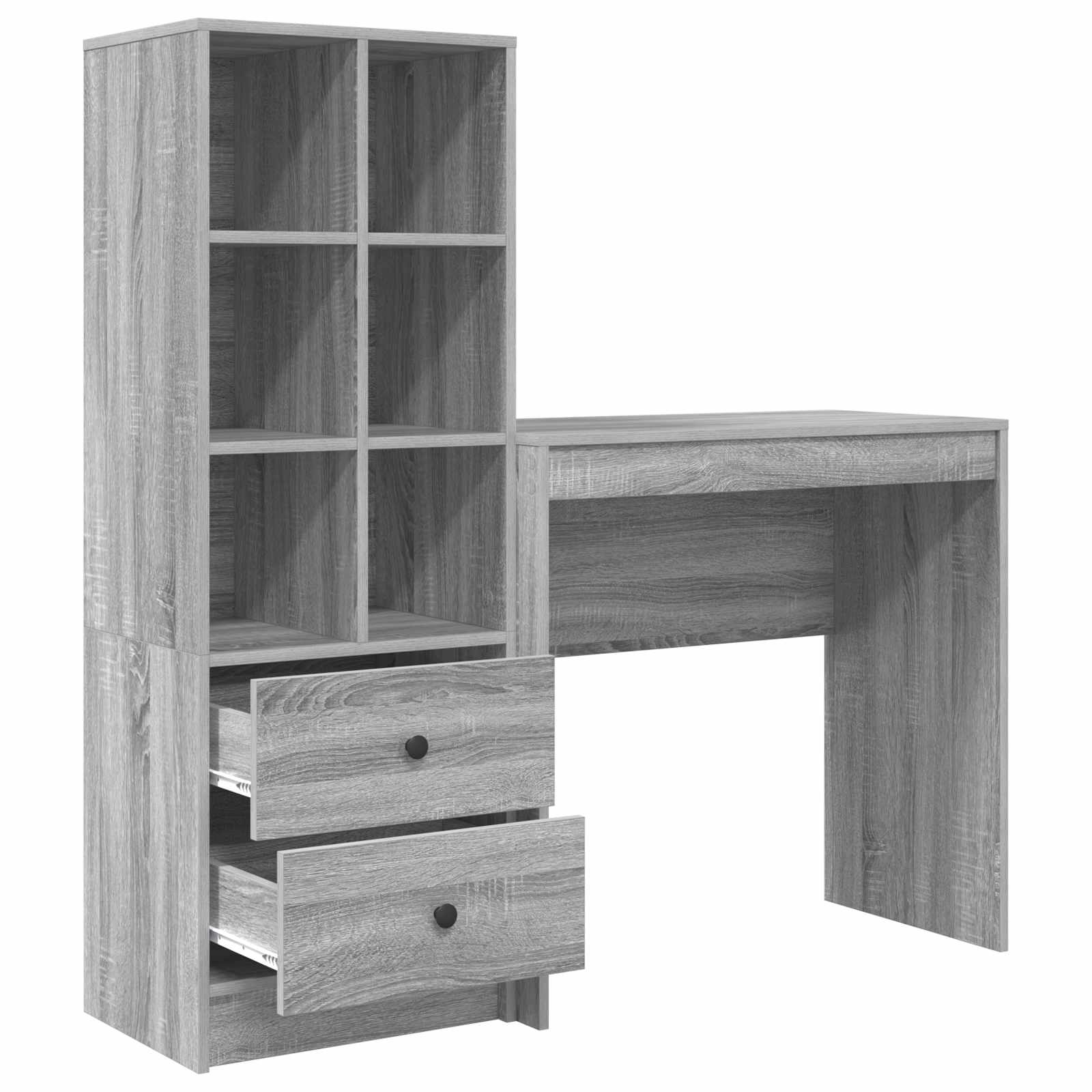 Stol s ladicama s policom s pohranom 2 pcs Siva Sonoma