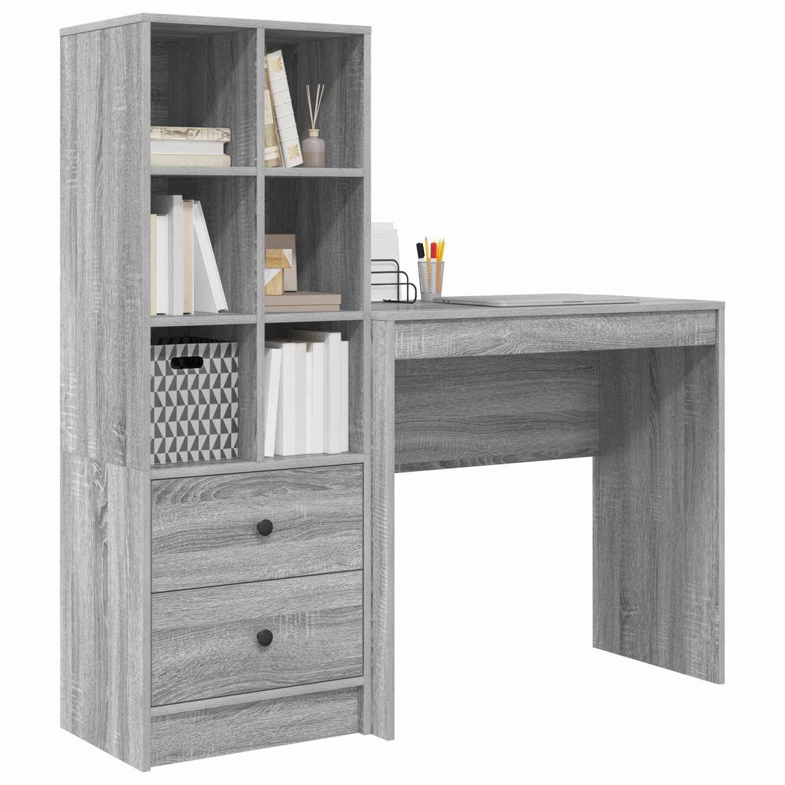 Stol s ladicama s policom s pohranom 2 pcs Siva Sonoma