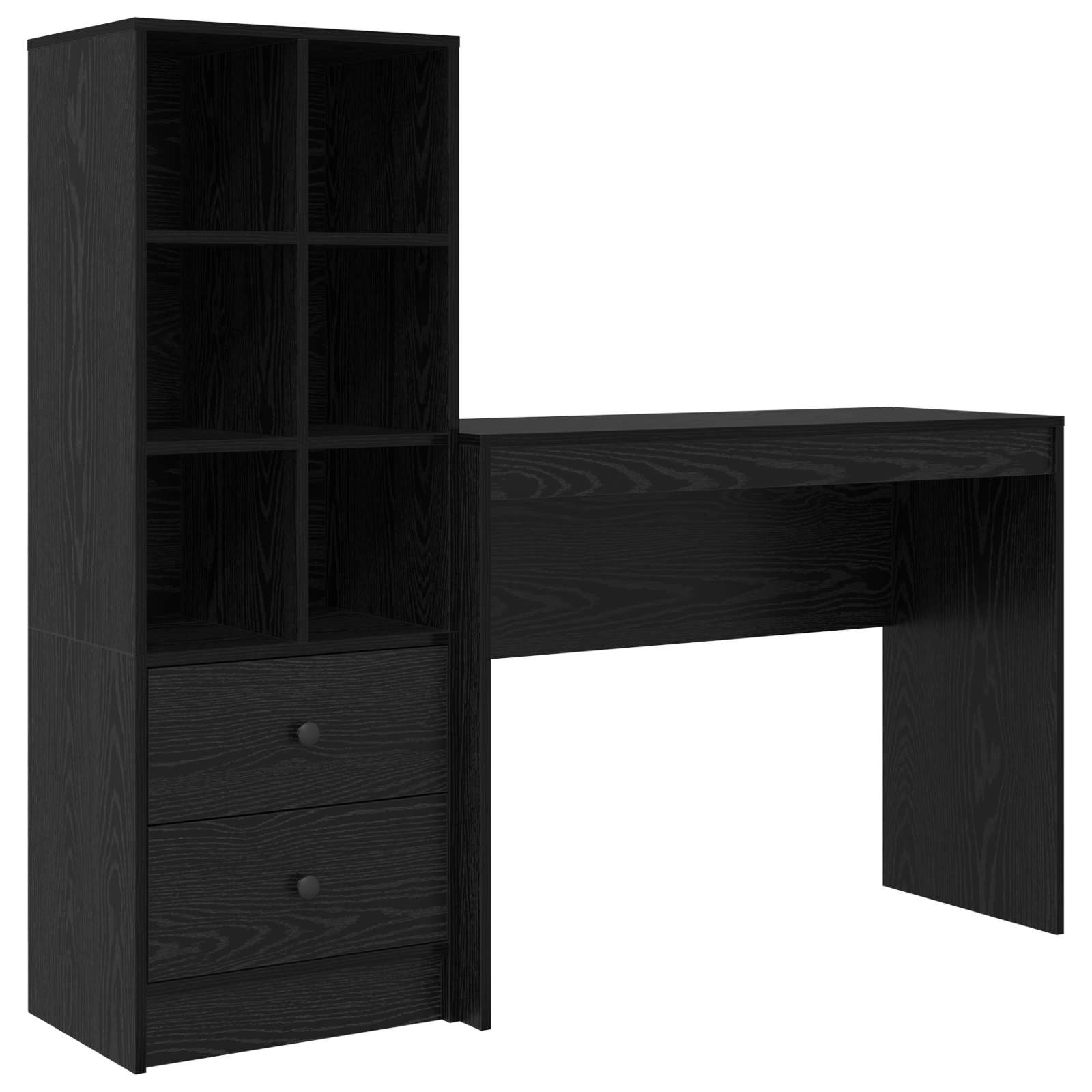 Stol s ladicama s policom s pohranom 2 pcs Crni hrast