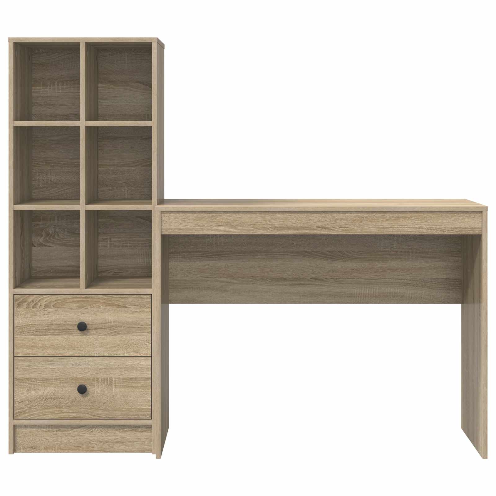 Stol s ladicama s policom s pohranom 2 pcs Sonoma hrast