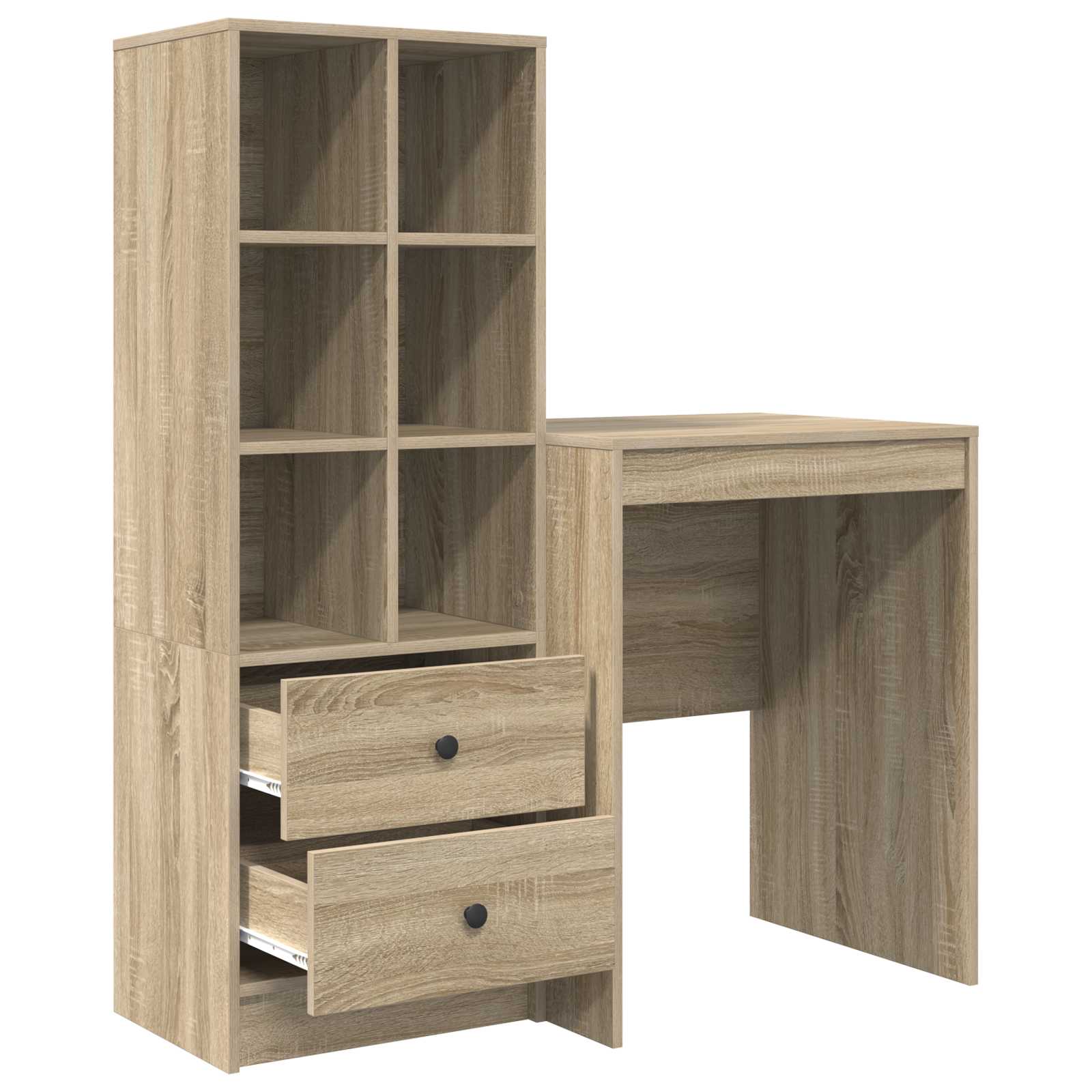 Stol s ladicama s policom s pohranom 2 pcs Sonoma hrast