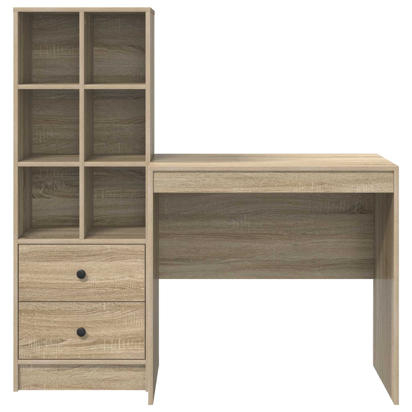 Stol s ladicama s policom s pohranom 2 pcs Sonoma hrast