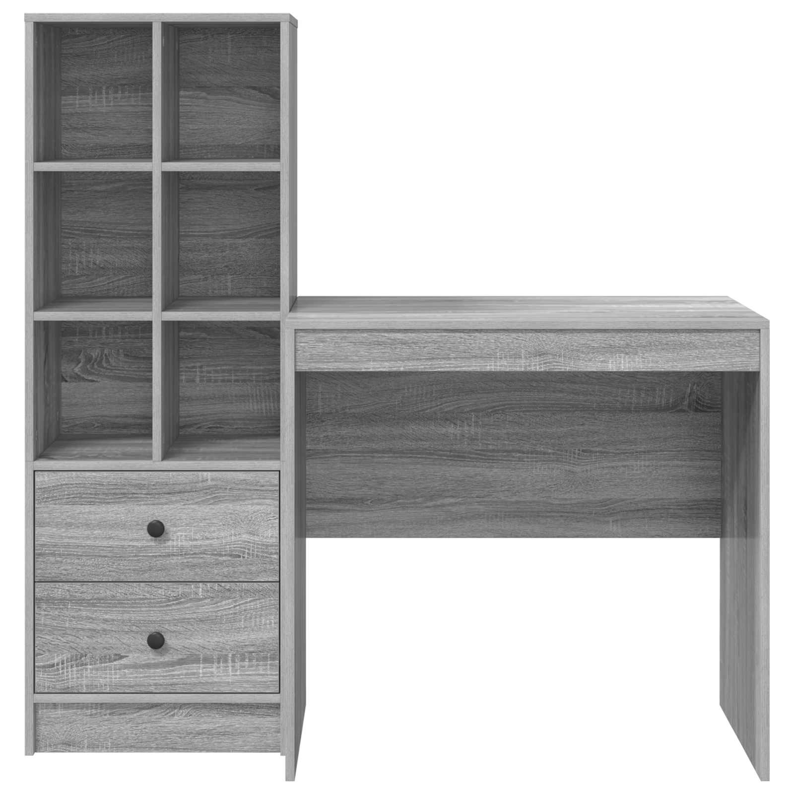 Stol s ladicama s policom s pohranom 2 pcs Siva Sonoma