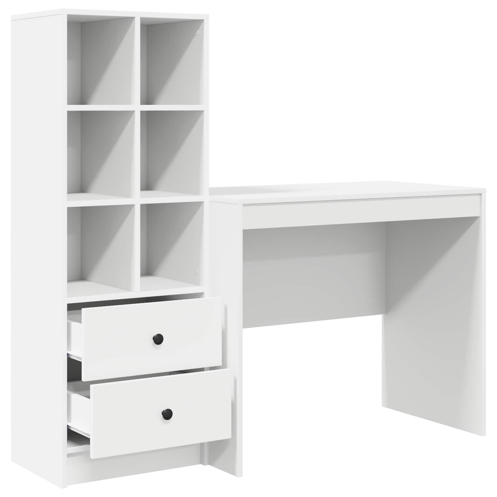 Stol s ladicama s policom s pohranom 2 pcs Bijelo