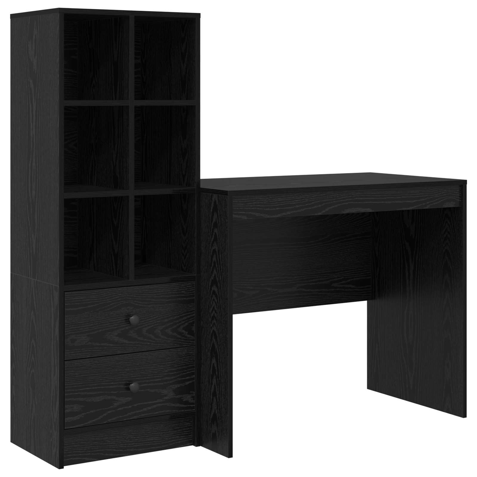 Stol s ladicama s policom s pohranom 2 pcs Crni hrast
