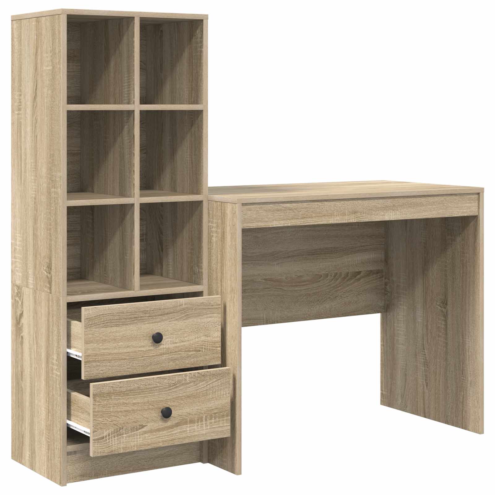 Stol s ladicama s policom s pohranom 2 pcs Sonoma hrast