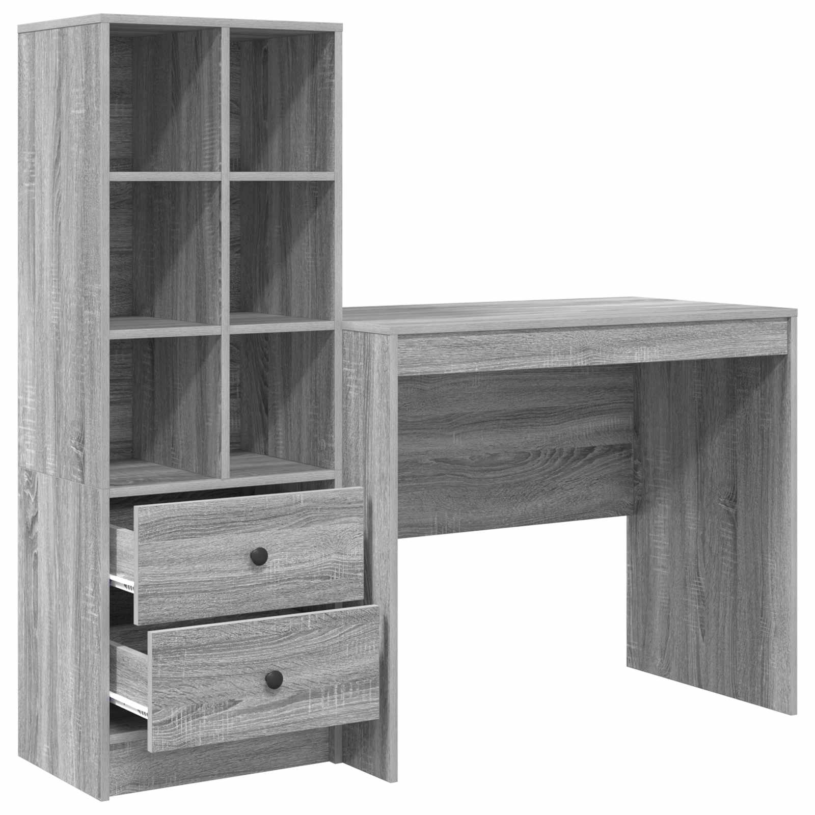 Stol s ladicama s policom s pohranom 2 pcs Siva Sonoma