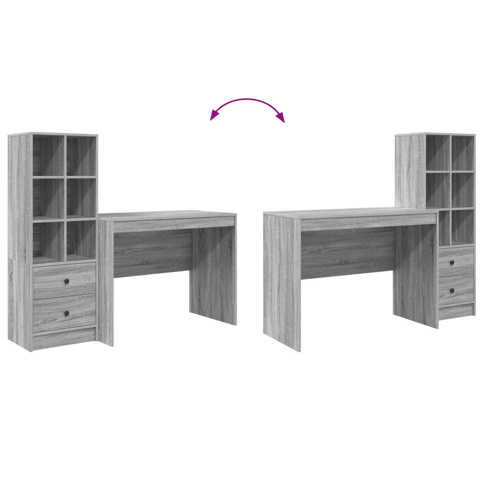Stol s ladicama 2 pcs Siva Sonoma