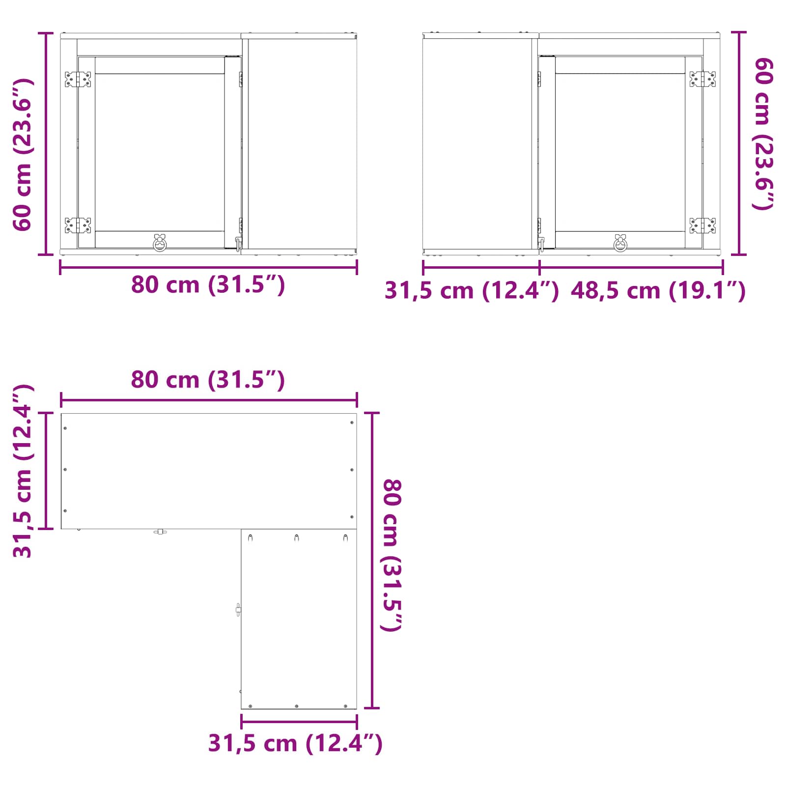 Cabinet SKI Medeno Smeđa 80 x 80 x 60 cm Čvrsto borovo drvo