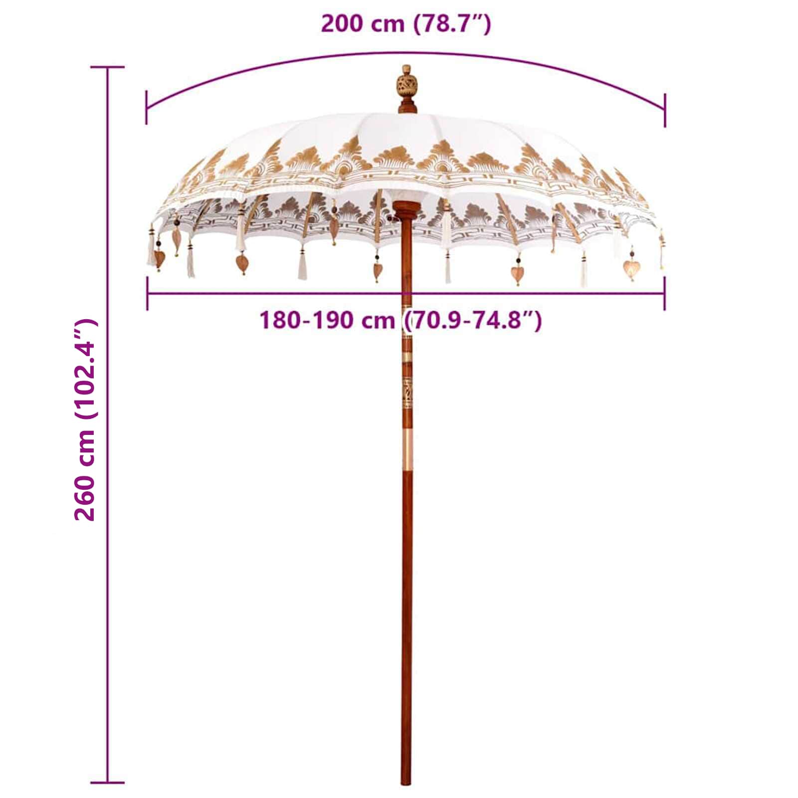 Balineški Parasol Krema 185 x 185 x 260 cm