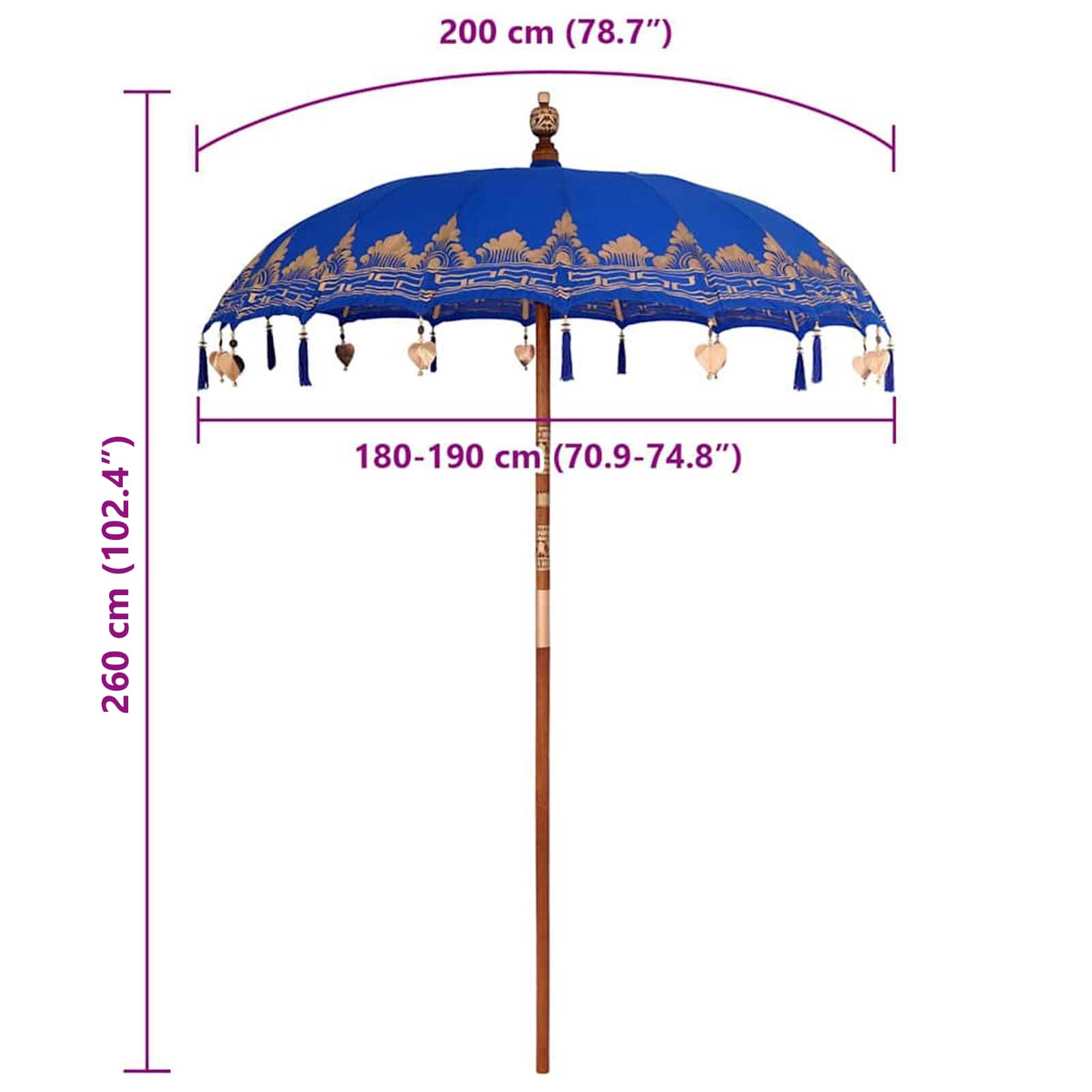 Balineški Parasol Plava 185 x 185 x 260 cm