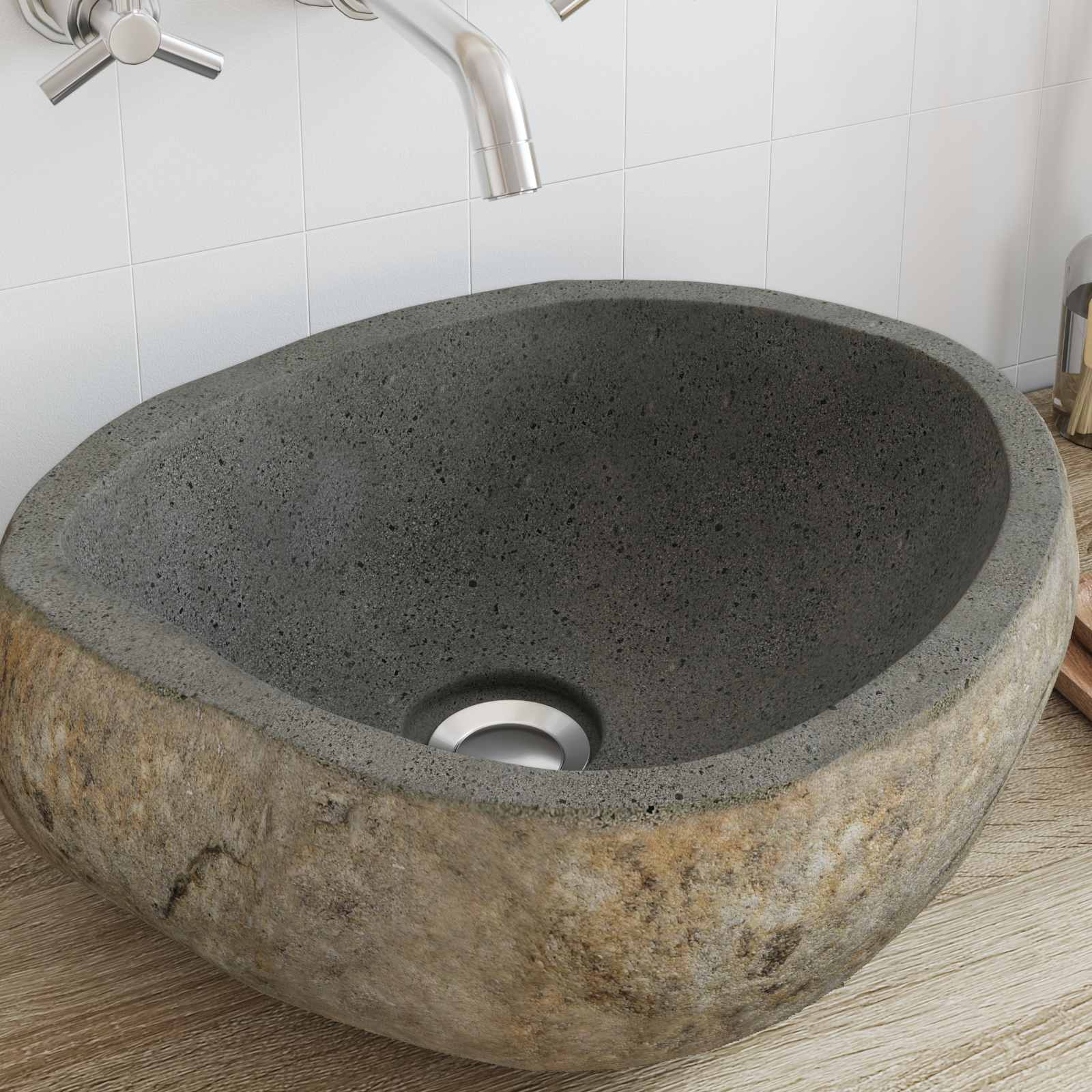 Umivaonik od riječnog kamena Svijetlo siva 45 x 35 x 15 cm