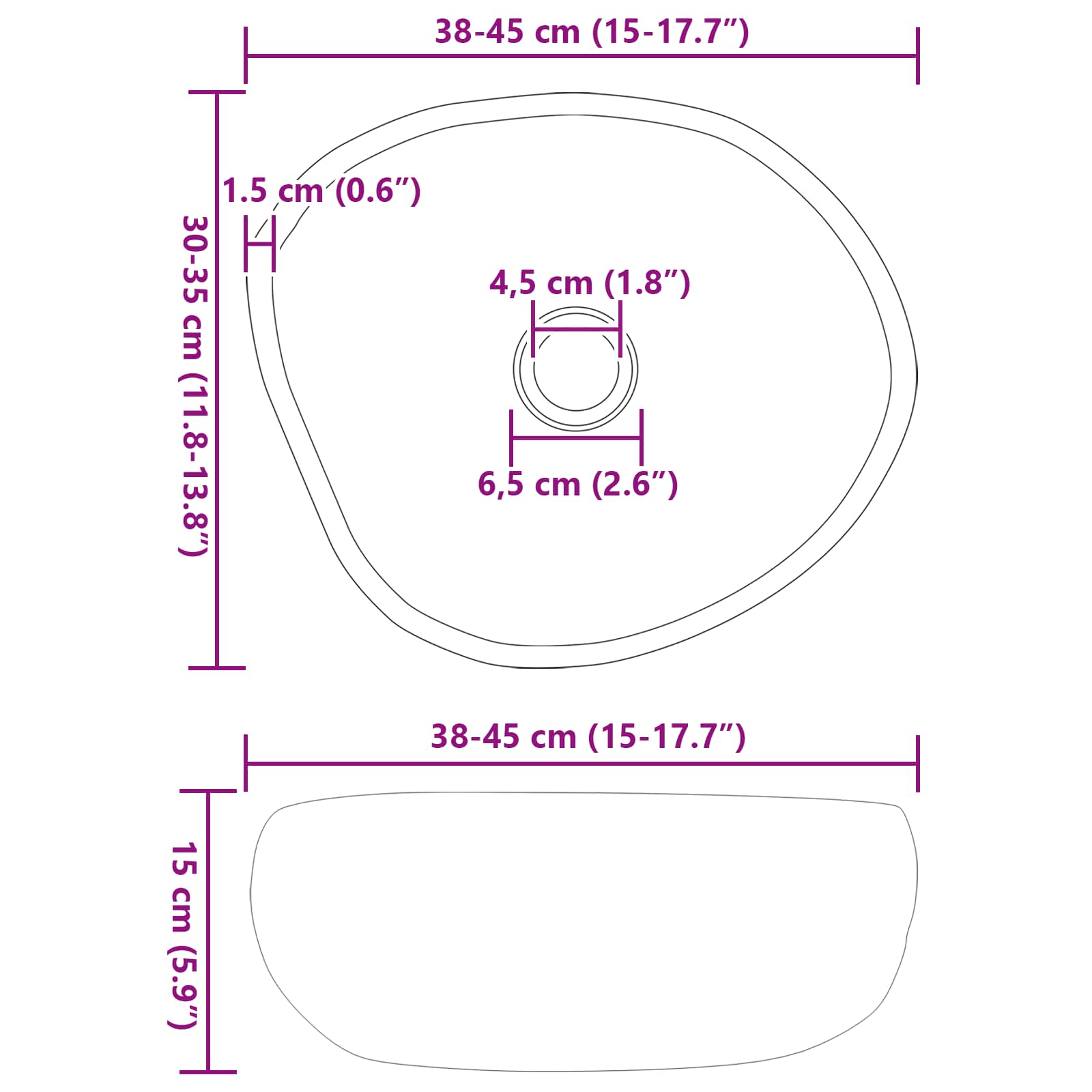 Umivaonik od riječnog kamena Svijetlo siva 45 x 35 x 15 cm