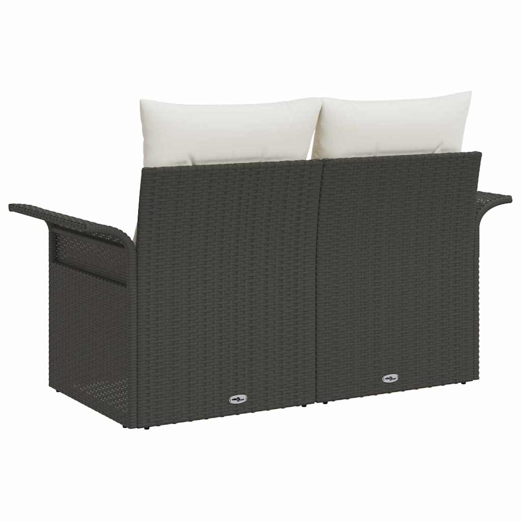 Vrtni kauč s jastukom s pohranom Crna 141 x 62 x 69cm poliratan