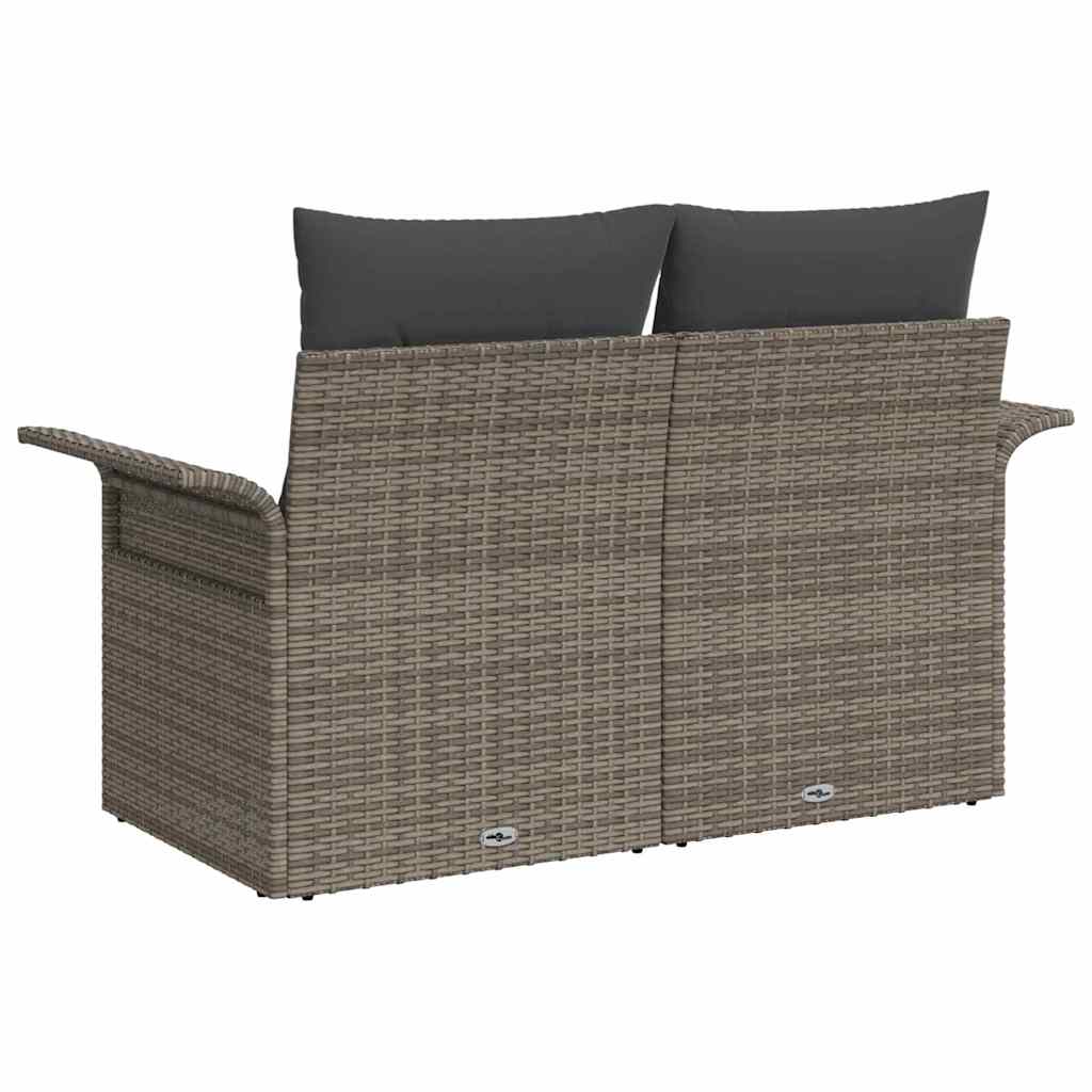 Vrtni kauč s jastukom s pohranom Siva 141 x 62 x 69cm poliratan