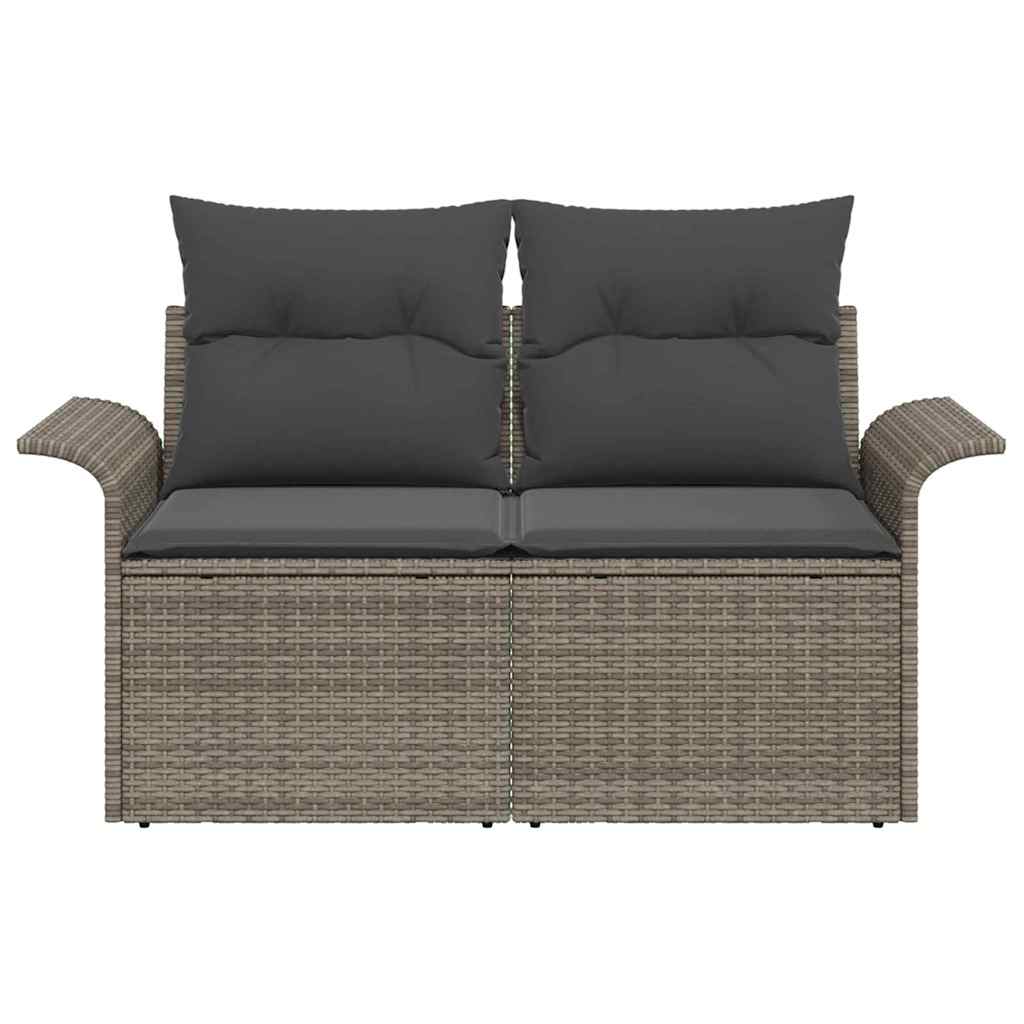 Vrtni kauč s jastukom s pohranom Siva 141 x 62 x 69cm poliratan