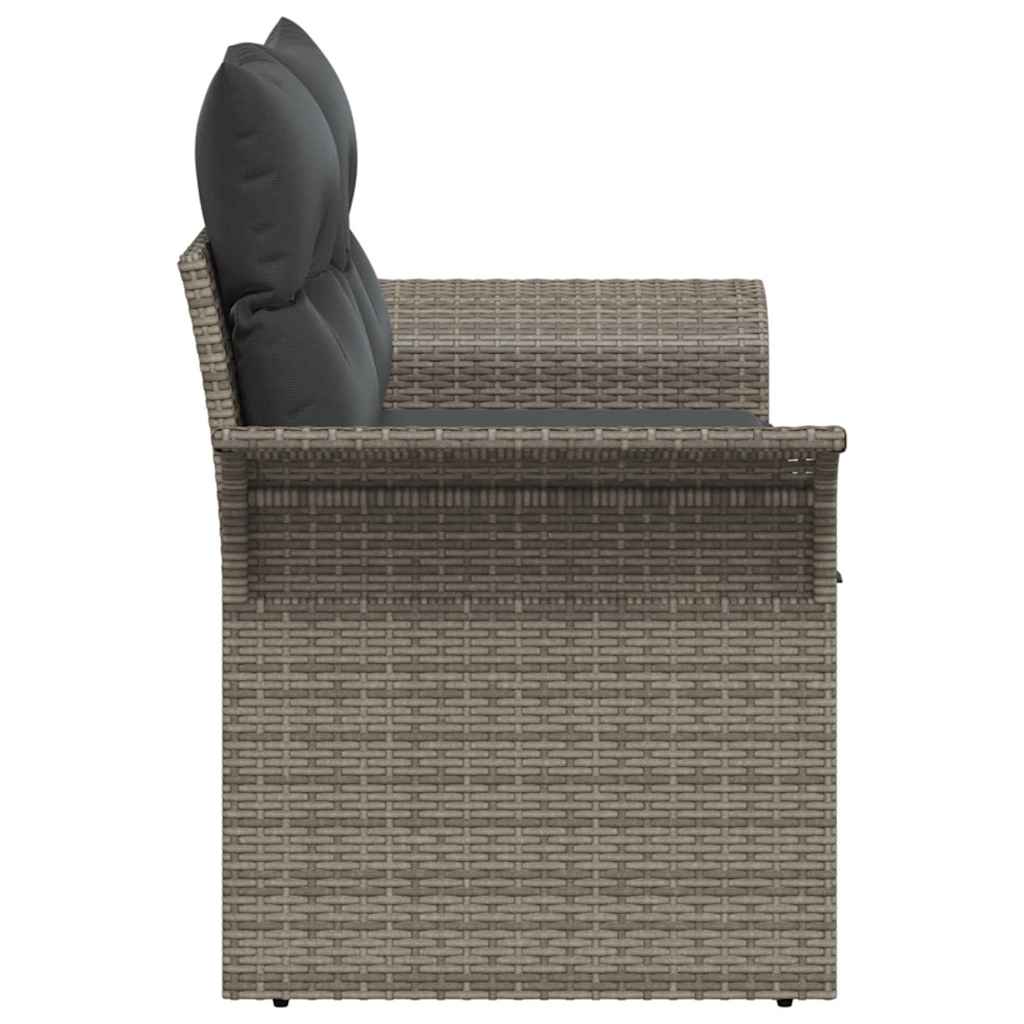 Vrtni kauč s jastukom s pohranom Siva 141 x 62 x 69cm poliratan