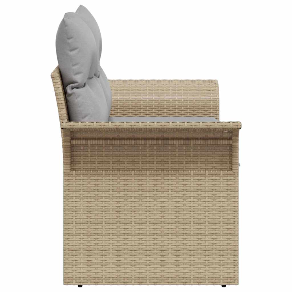 Vrtni kauč s jastukom s pohranom Bež 141 x 62 x 69cm poliratan