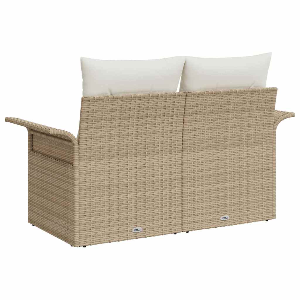 Vrtni kauč s jastukom s pohranom Bež 141 x 62 x 69cm poliratan