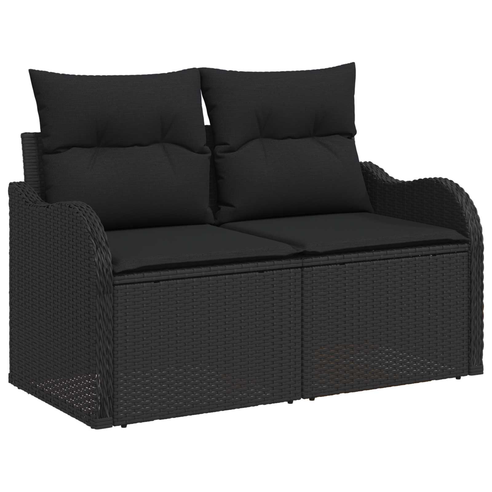 Vrtni kauč s jastukom Crna 121 x 62 x 69cm poliratan