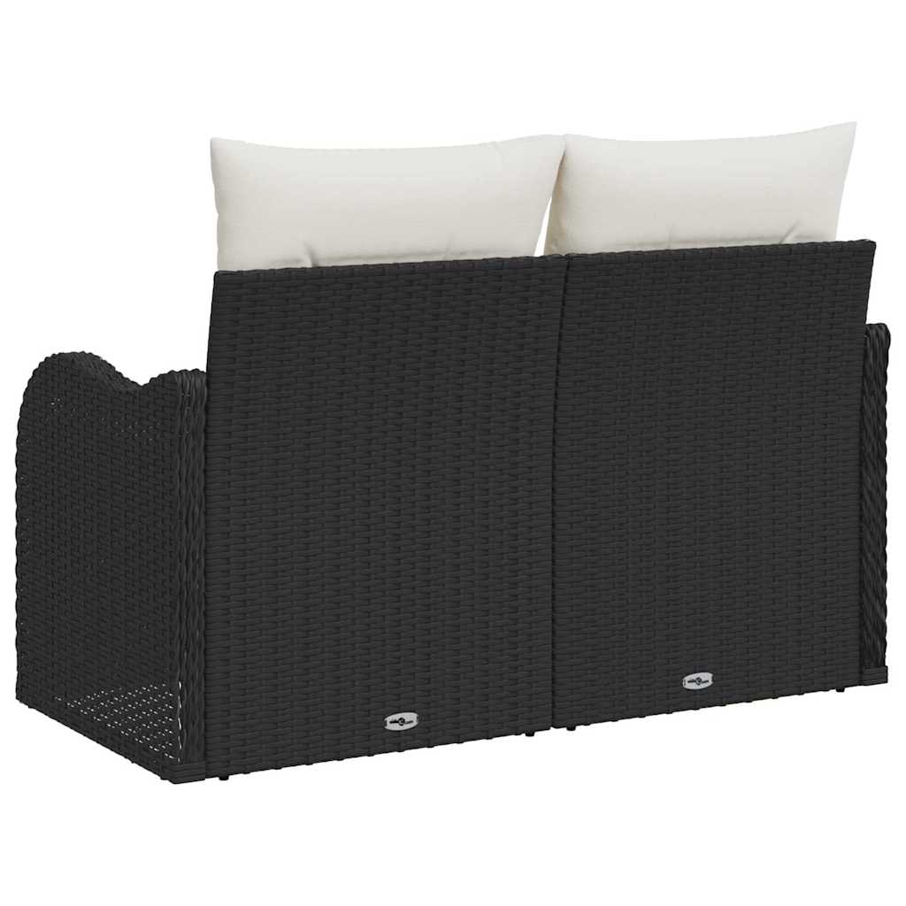 Vrtni kauč s jastukom s pohranom Crna 121 x 62 x 69cm poliratan