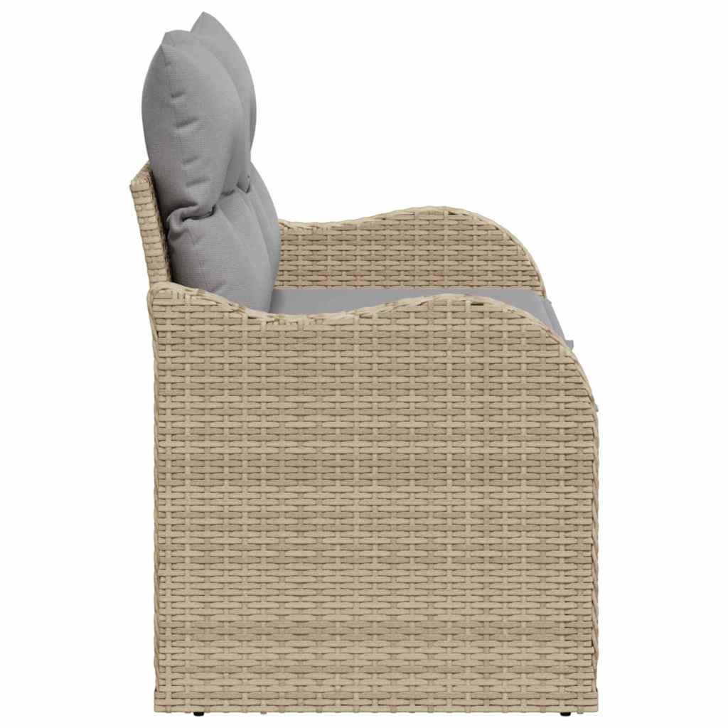 Vrtni kauč s jastukom s pohranom Bež 121 x 62 x 69cm poliratan