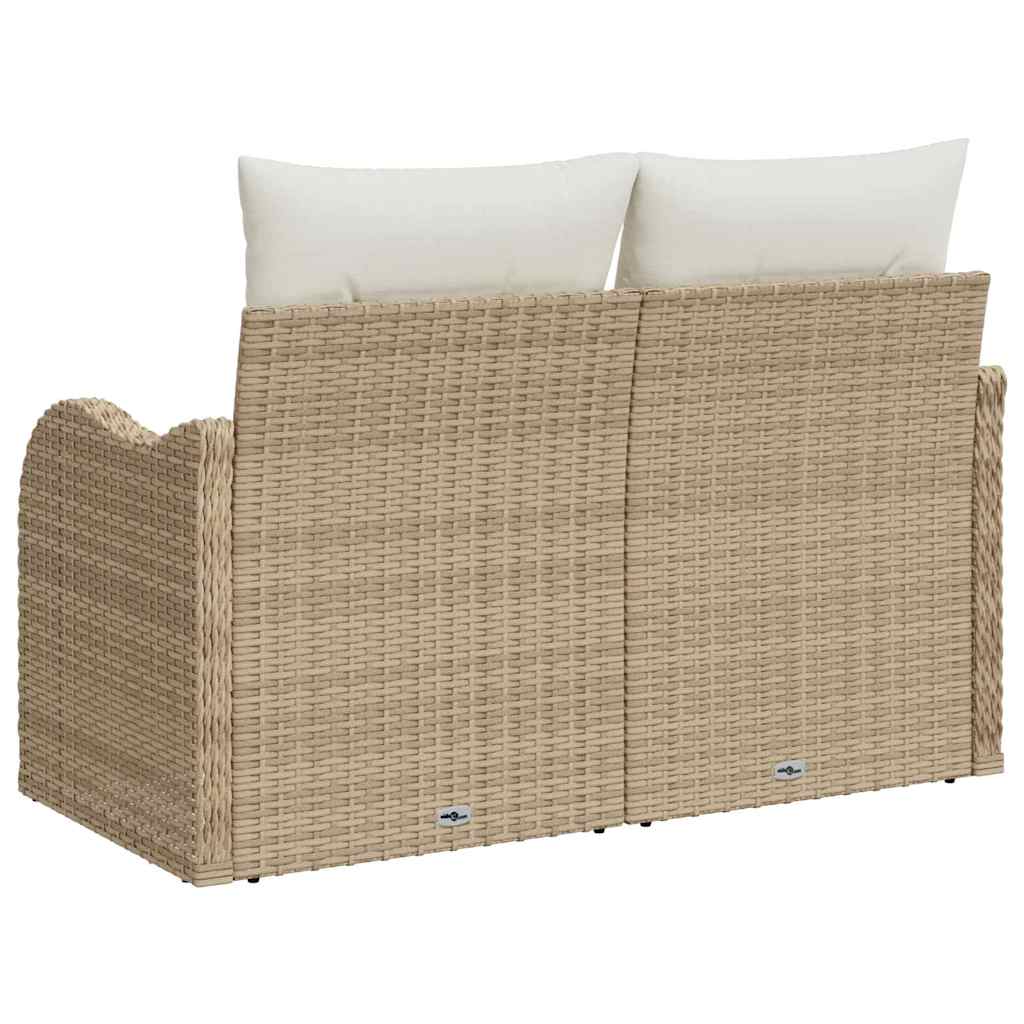Vrtni kauč s jastukom s pohranom Bež 121 x 62 x 69cm poliratan