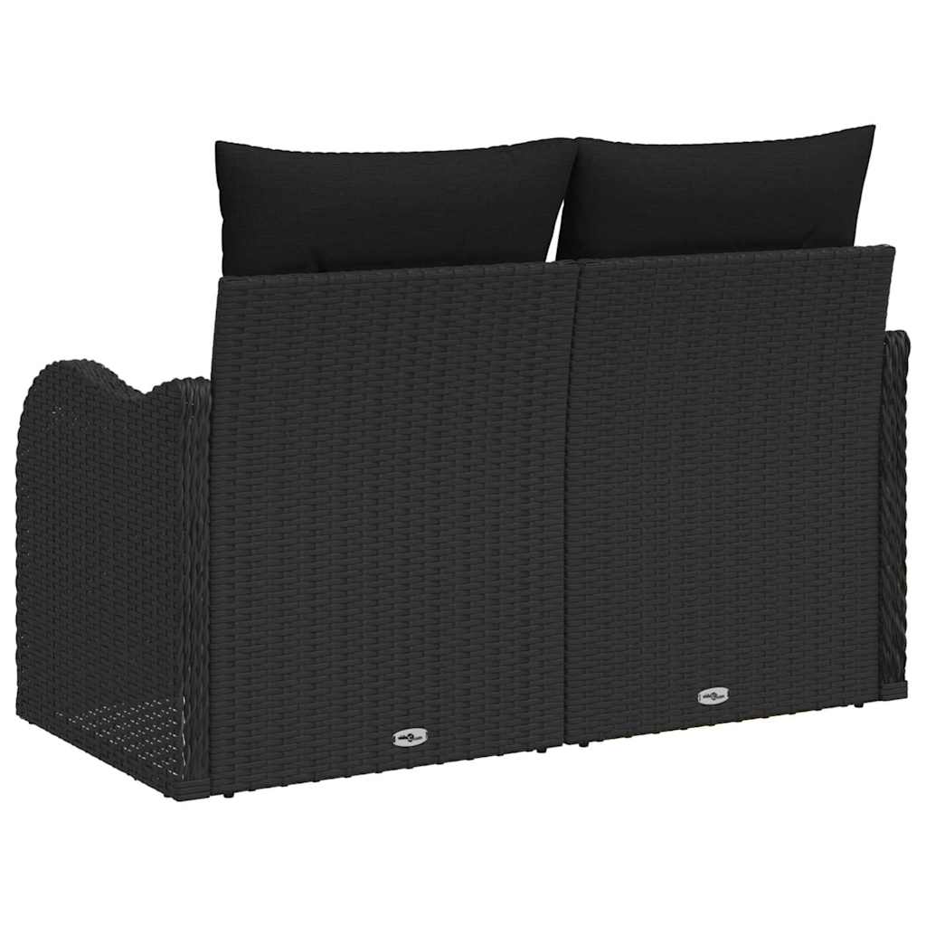 Vrtni kauč s jastukom s pohranom Crna 121 x 62 x 69cm poliratan