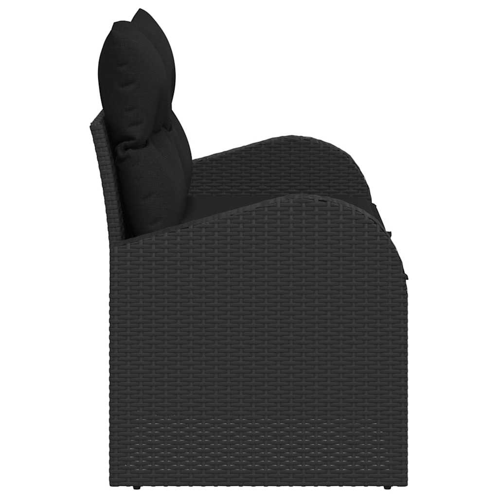 Vrtni kauč s jastukom s pohranom Crna 124 x 62 x 69cm poliratan