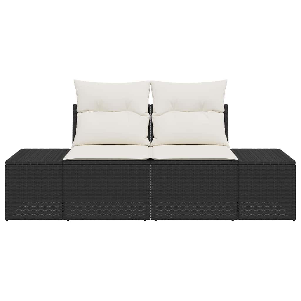 Vrtni kauč s jastukom Crna 184 x 62 x 69 cm poliratan