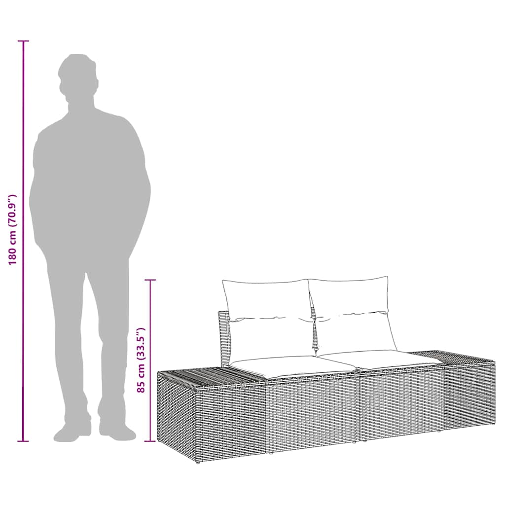 Vrtni kauč s jastukom Siva 184 x 62 x 69 cm poliratan